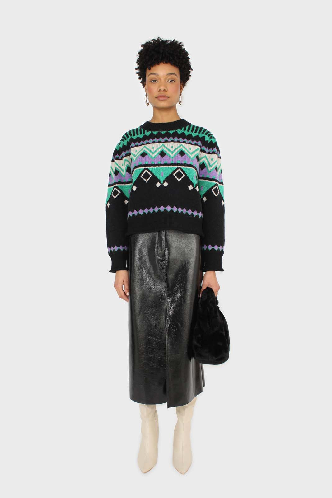 Black zig zag puff sleeved jumper_3