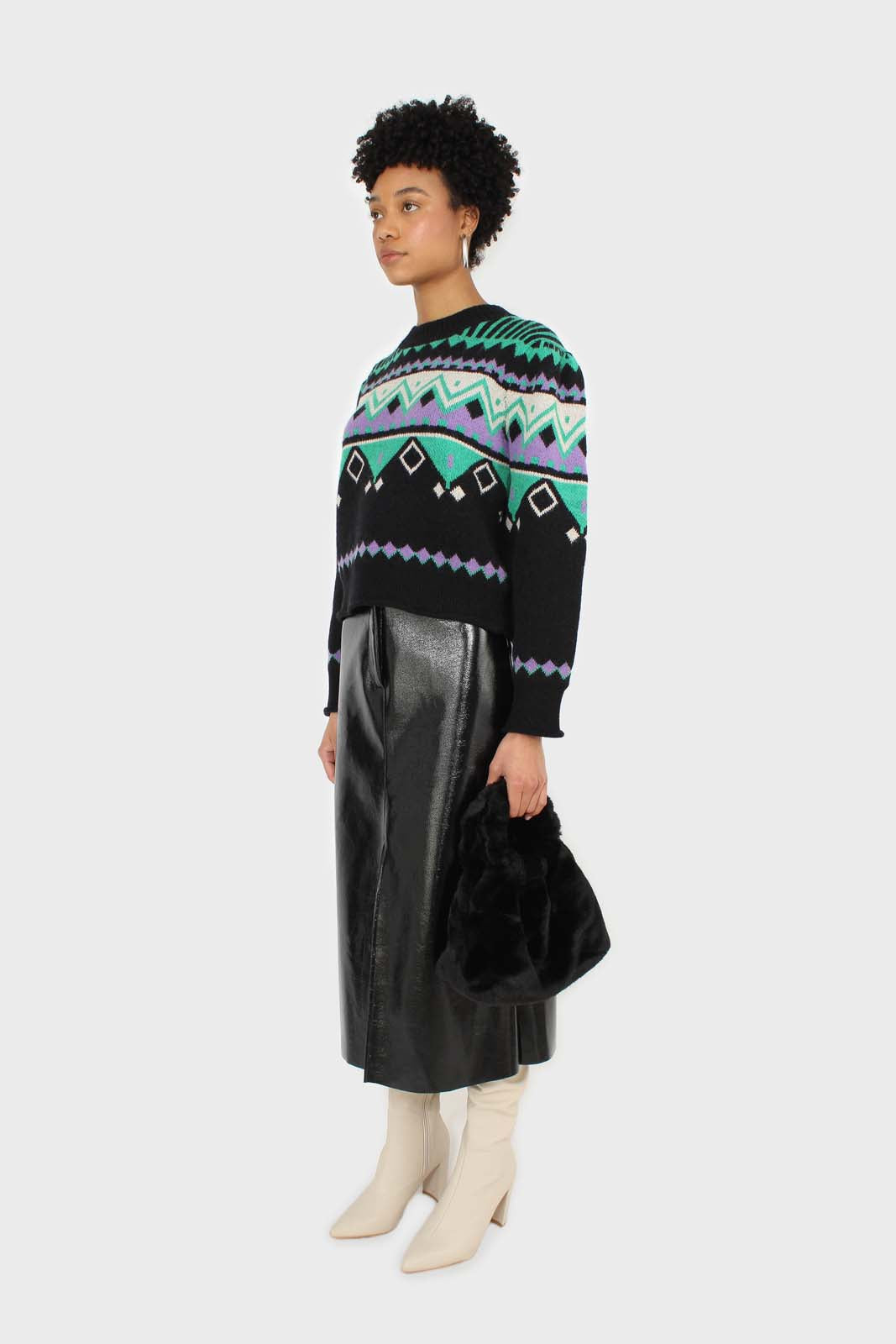 Black zig zag puff sleeved jumper_4