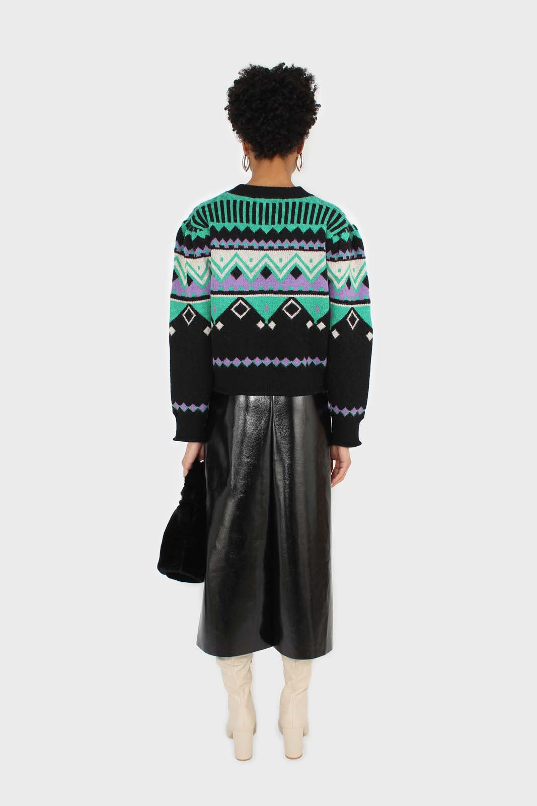 Black zig zag puff sleeved jumper_5