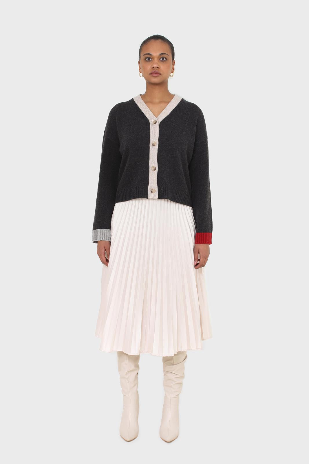 Charcoal and oatmeal contrast trim cardigan_4