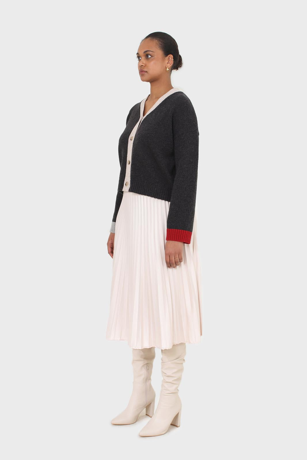 Charcoal and oatmeal contrast trim cardigan_5