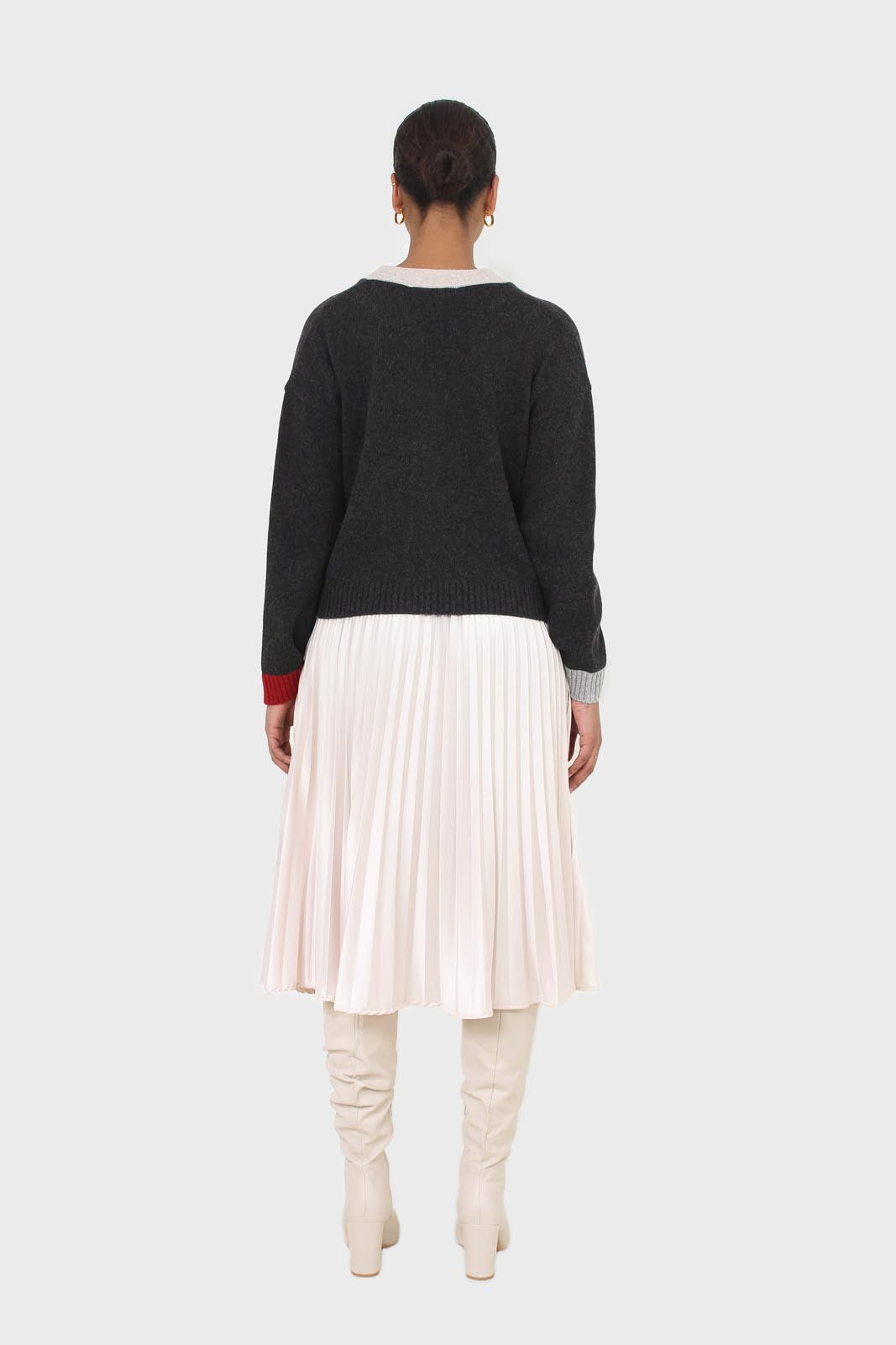 Charcoal and oatmeal contrast trim cardigan_2