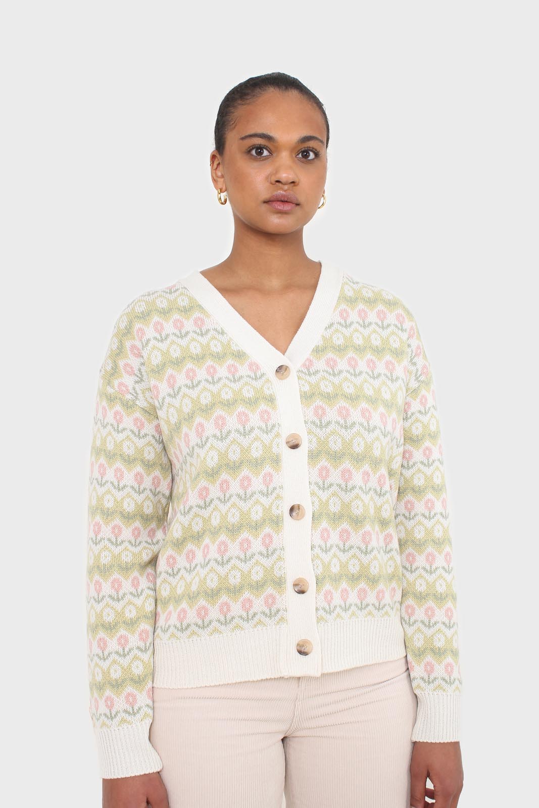 Ivory and lime tiny intarsia tulip cardigan_1