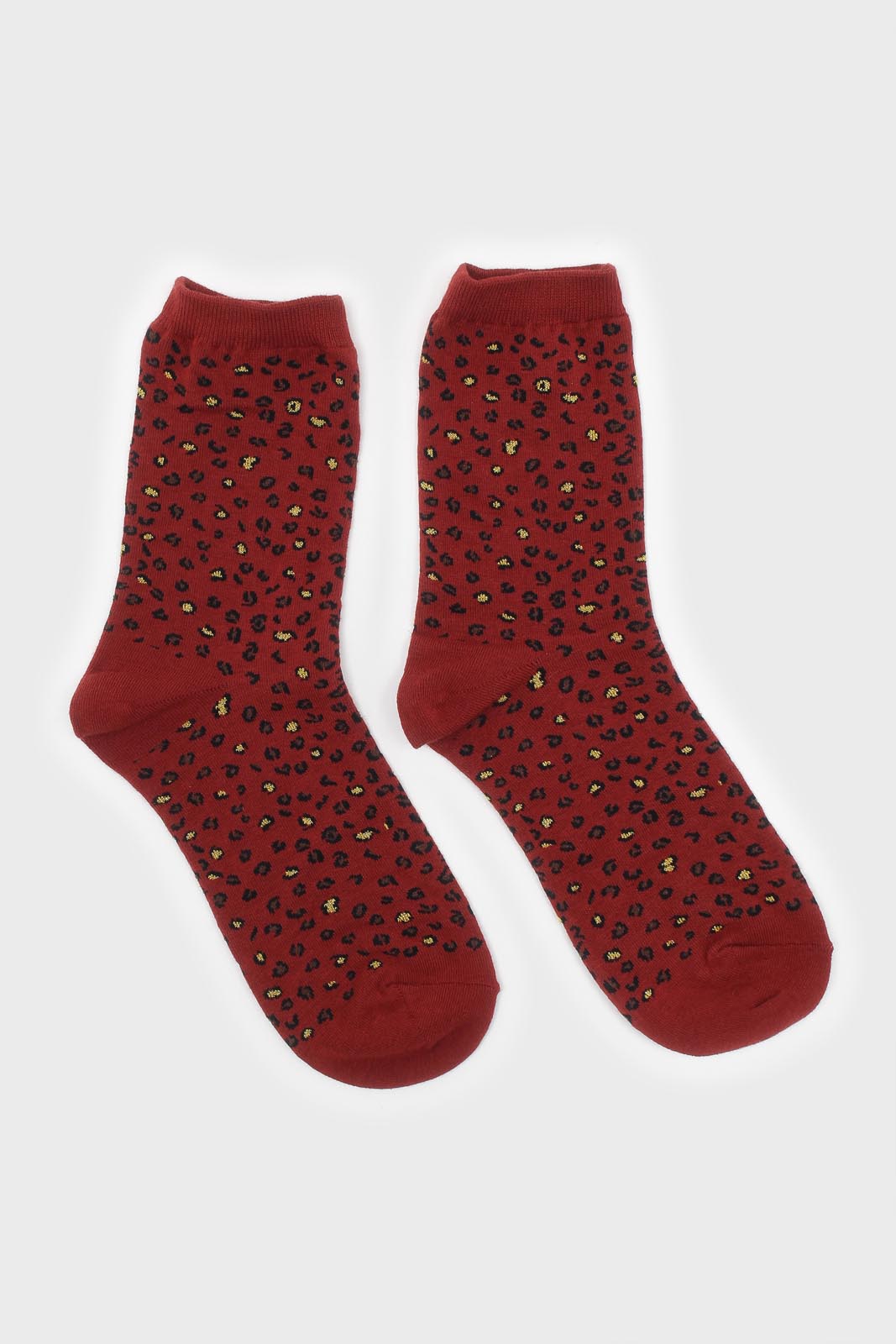 Red and black metallic leopard print socks_4