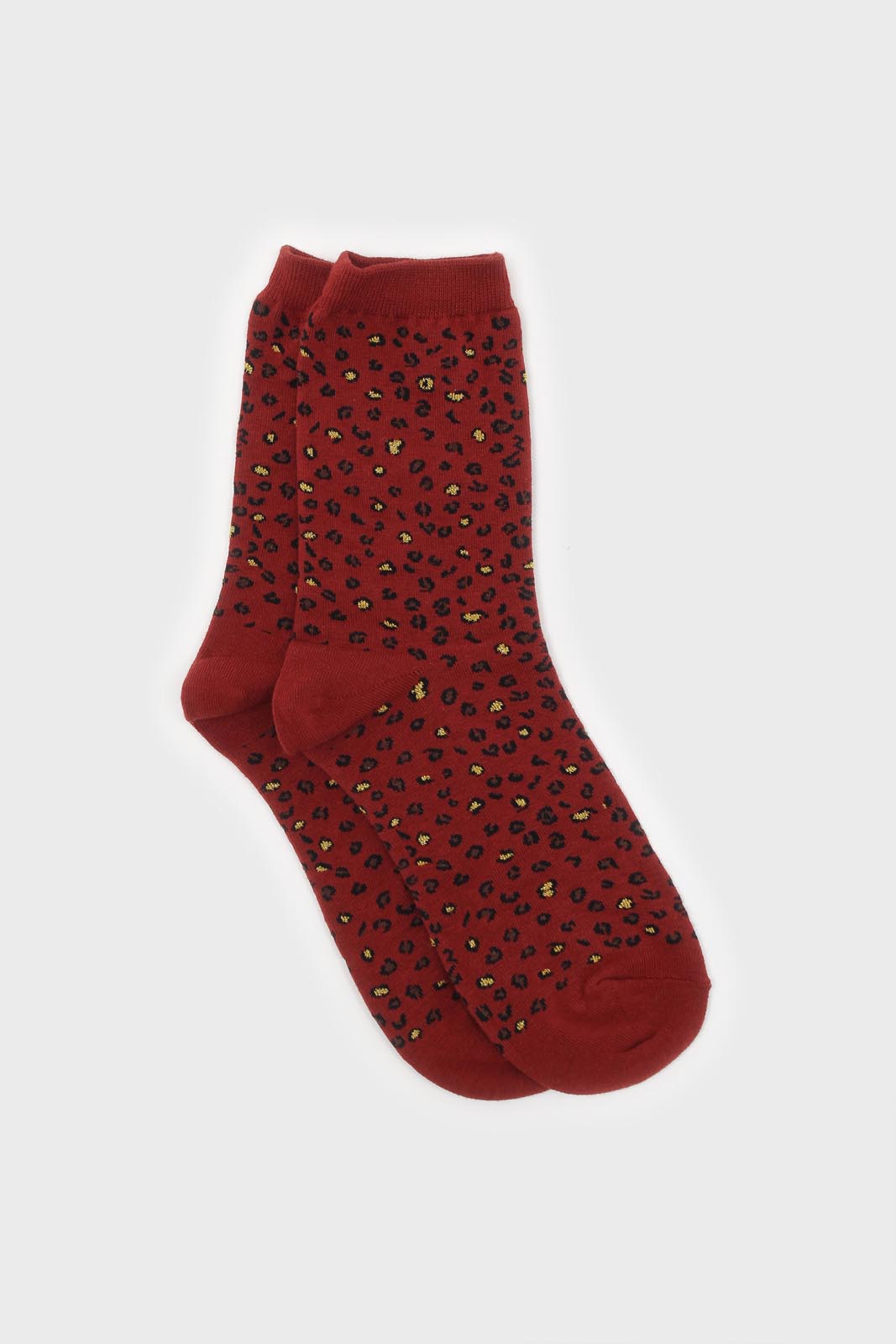 Red and black metallic leopard print socks_1