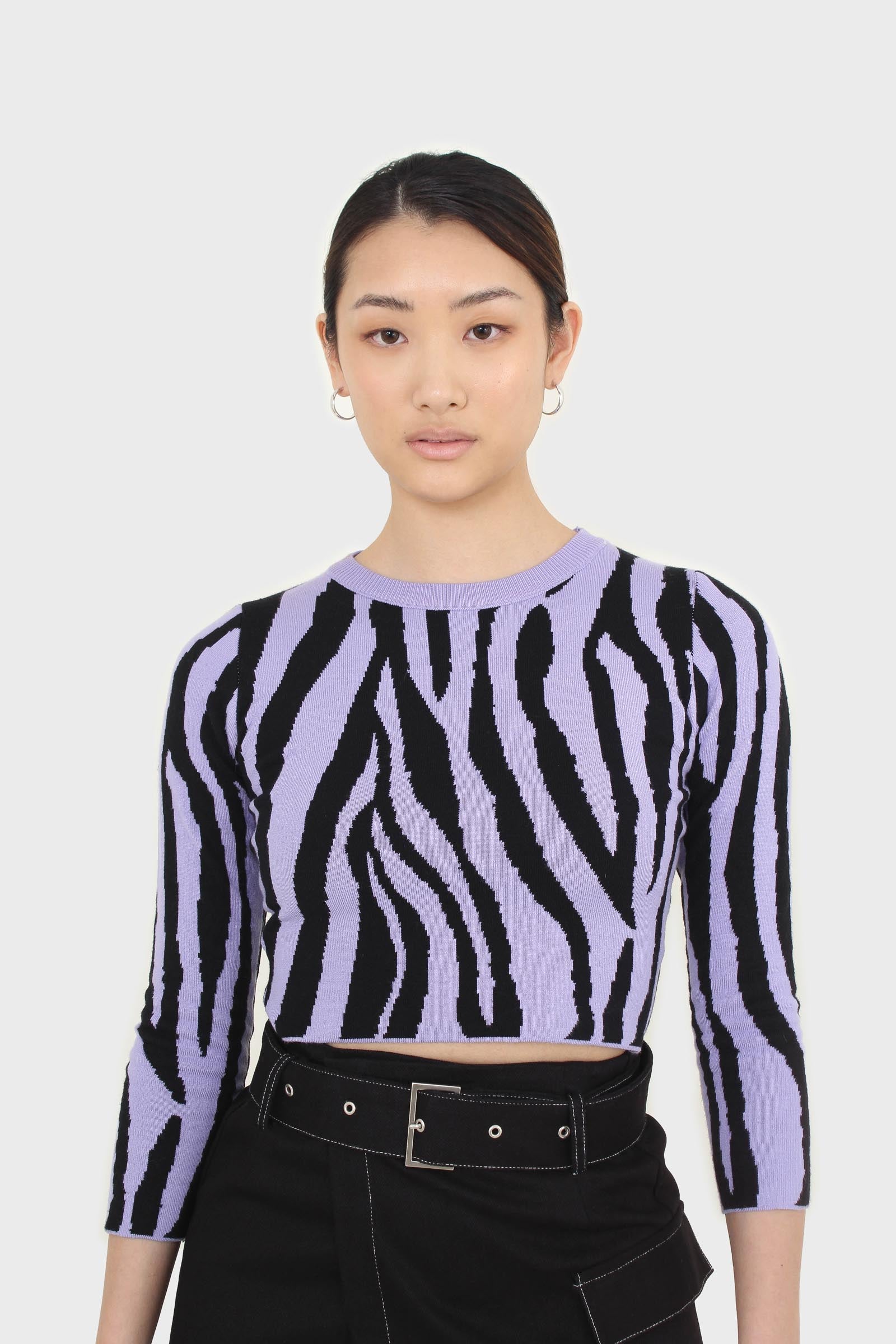 Lilac and black zebra cropped top_1