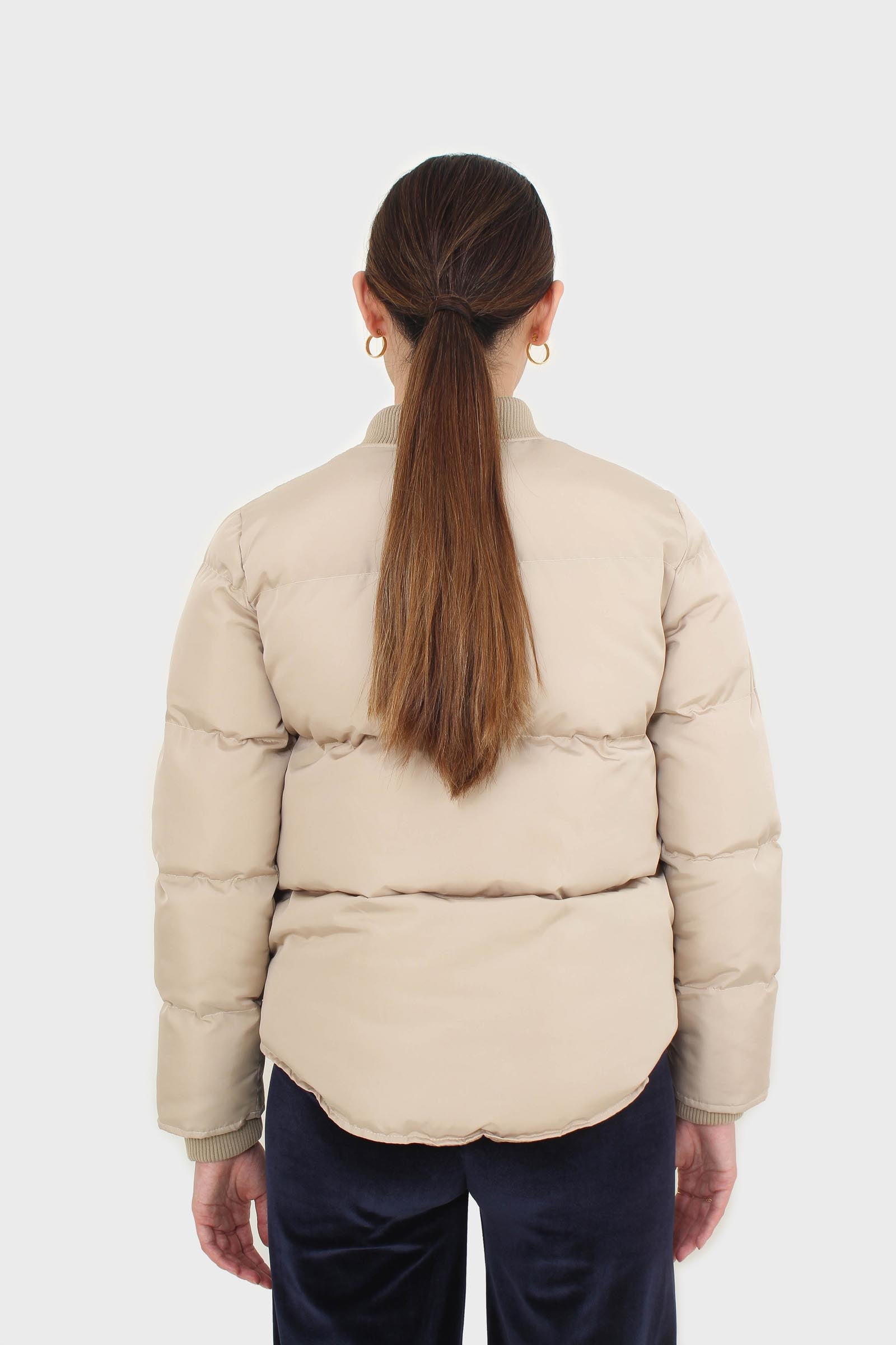 Beige round neck puffer jacket_6
