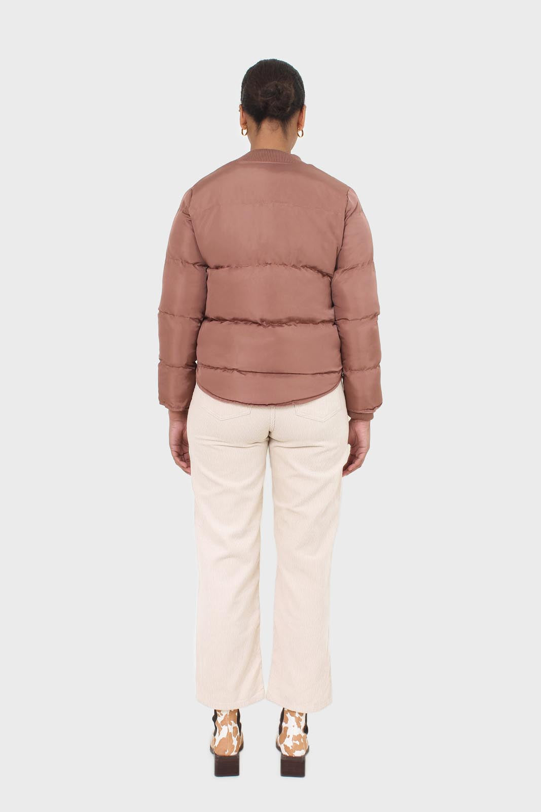 Brown round neck puffer jacket_12