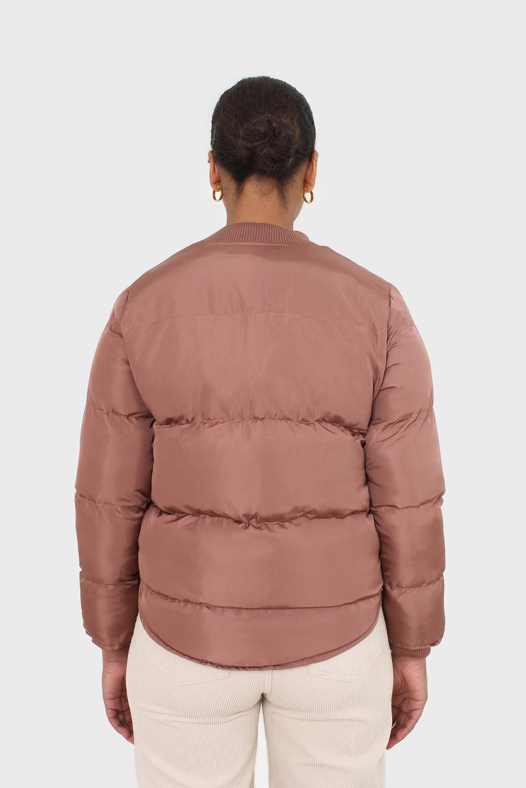 Brown round neck puffer jacket_9