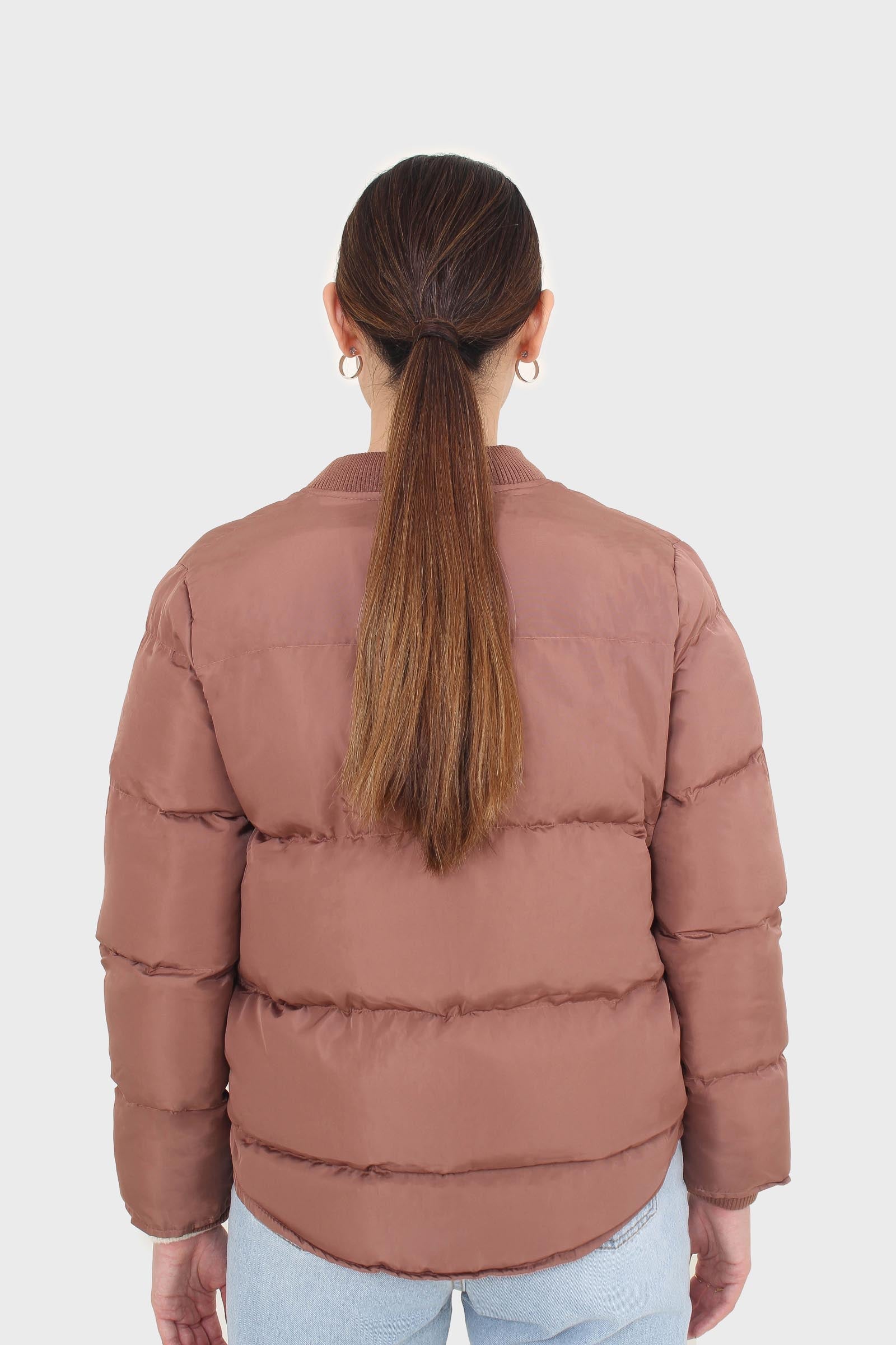 Brown round neck puffer jacket_5