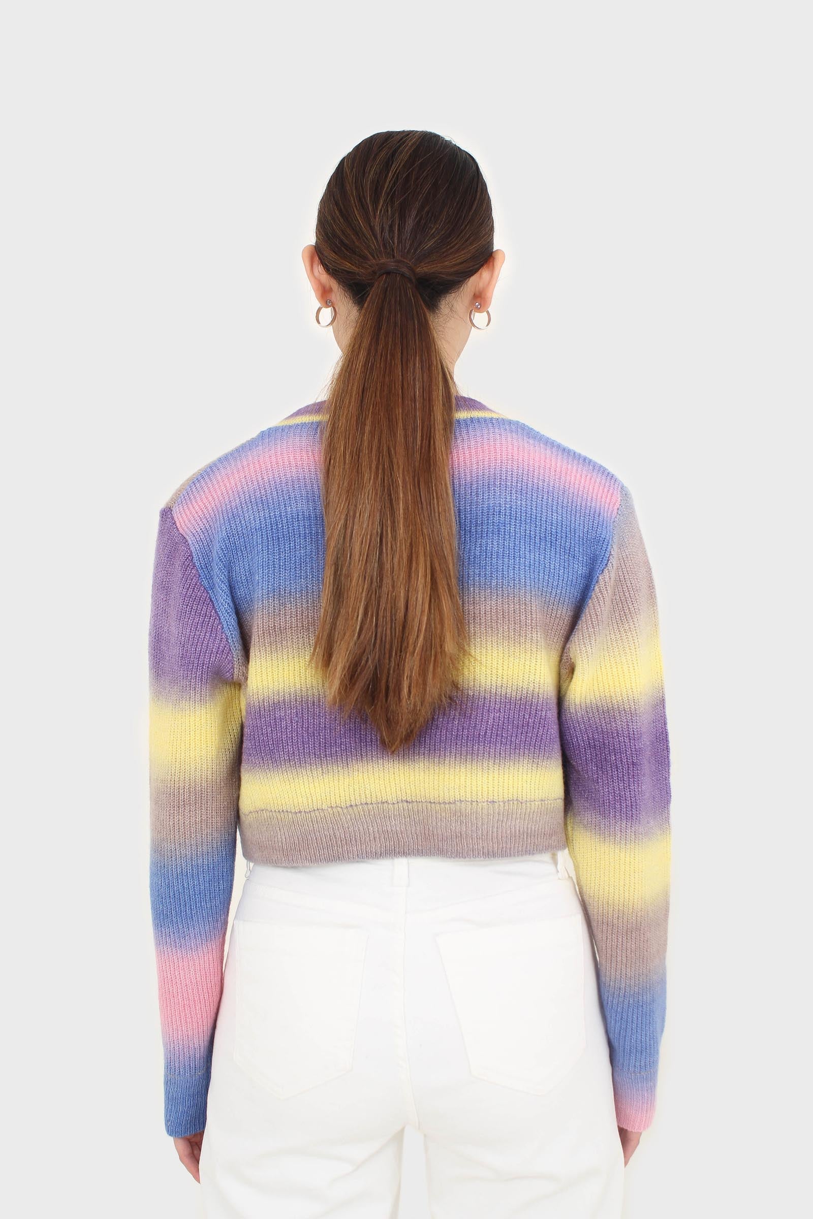 Rainbow thick striped cropped knit top_2