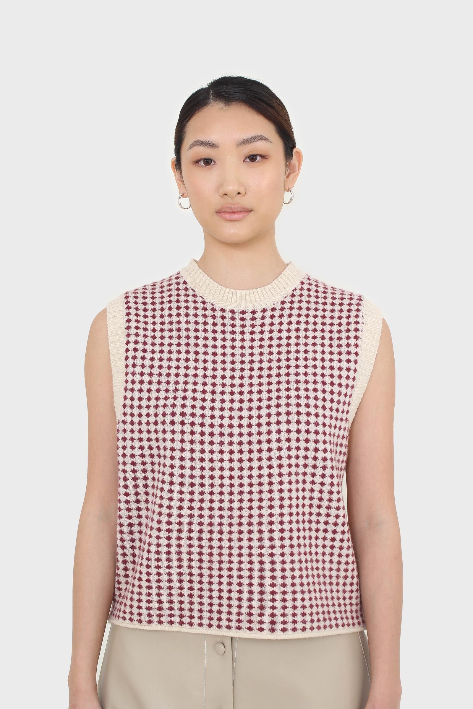 Ivory and red patterned vest_1