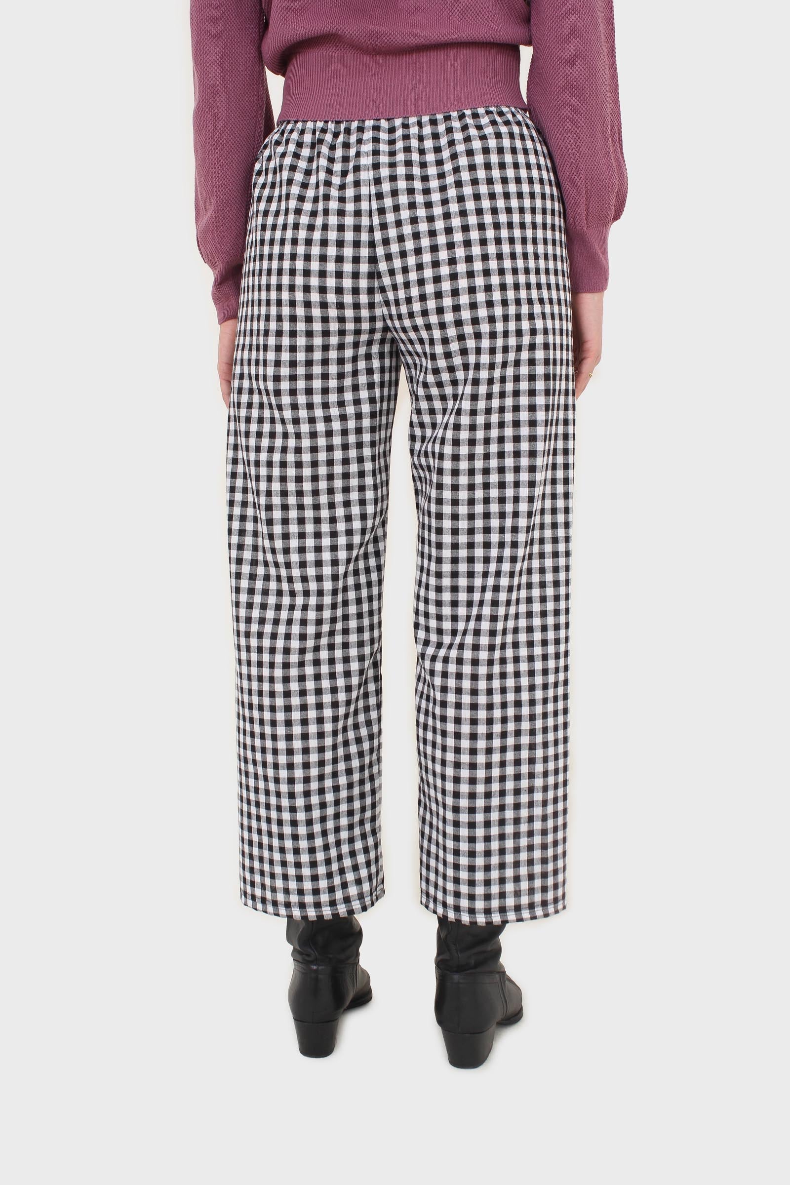Black and white gingham loose fit trousers_6