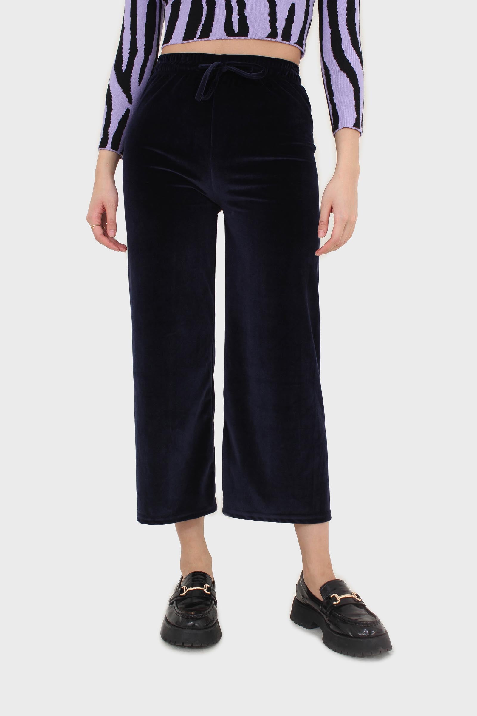 Navy velvet loose fit trousers_7