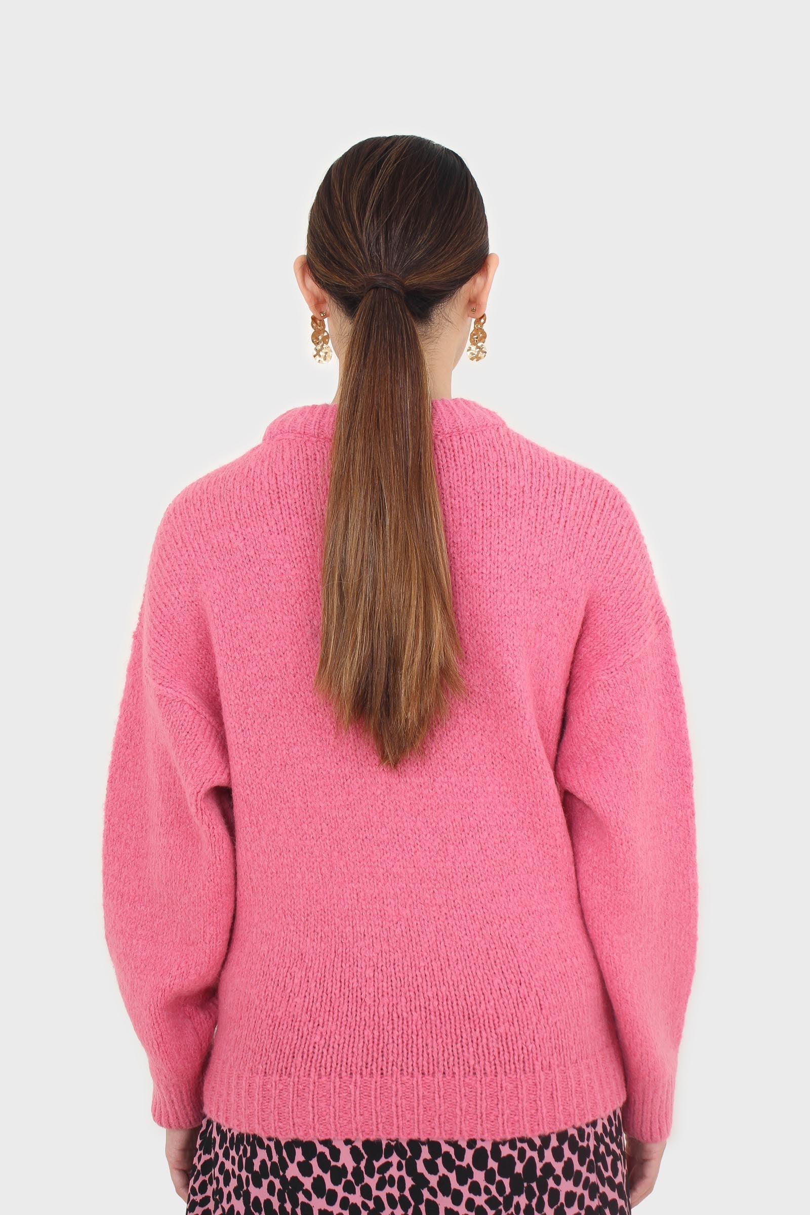 Hot pink oversized crew neck jumper_2