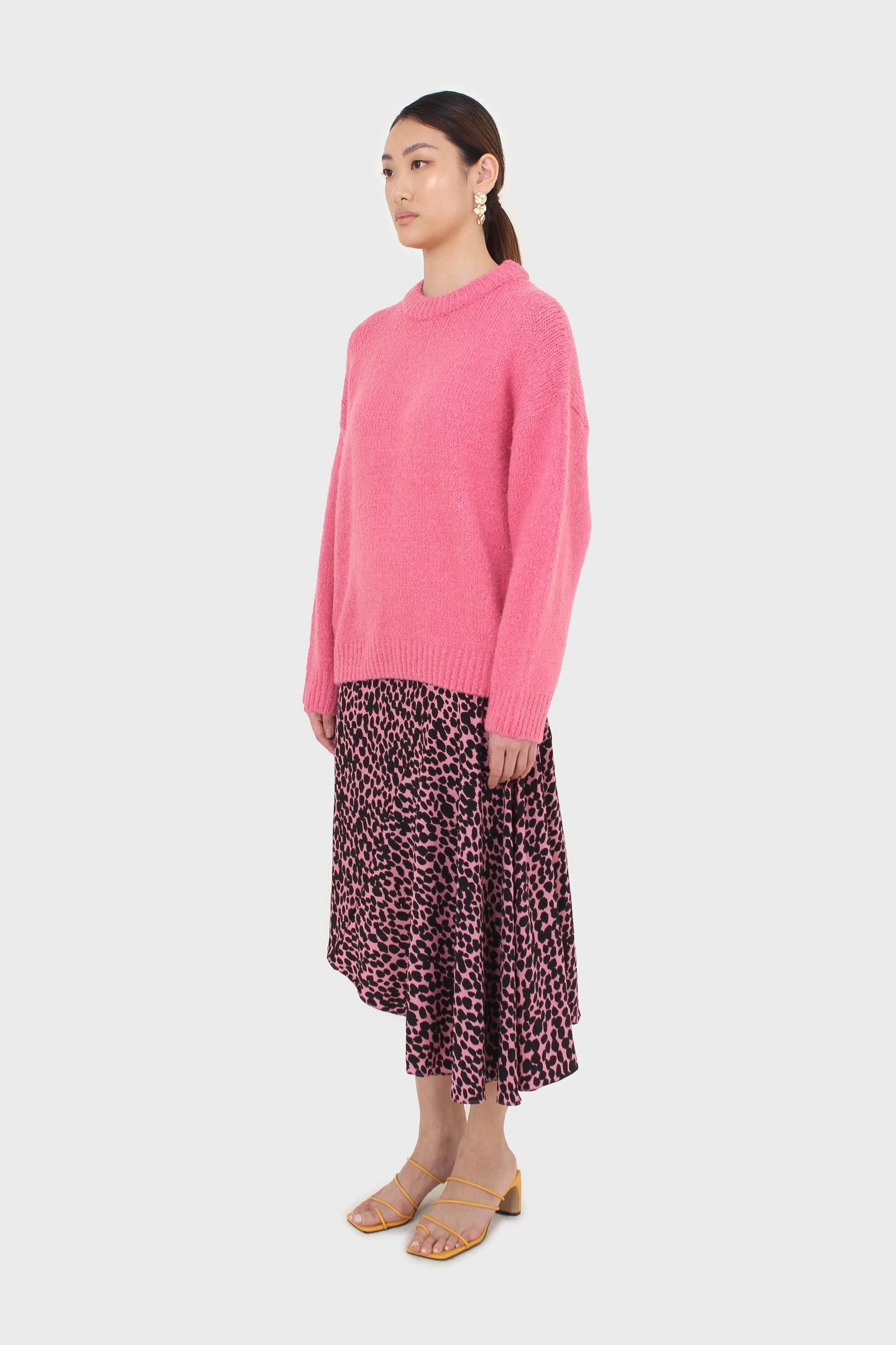 Hot pink oversized crew neck jumper_8