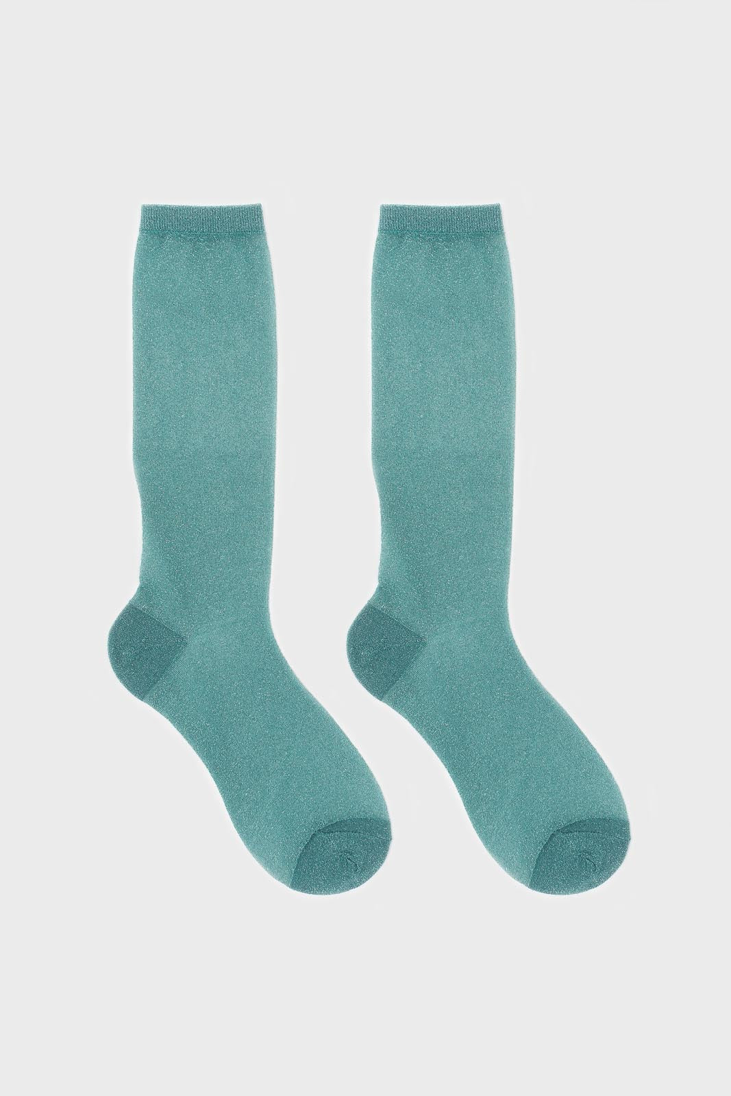 Mint green glitter superstar long socks_4