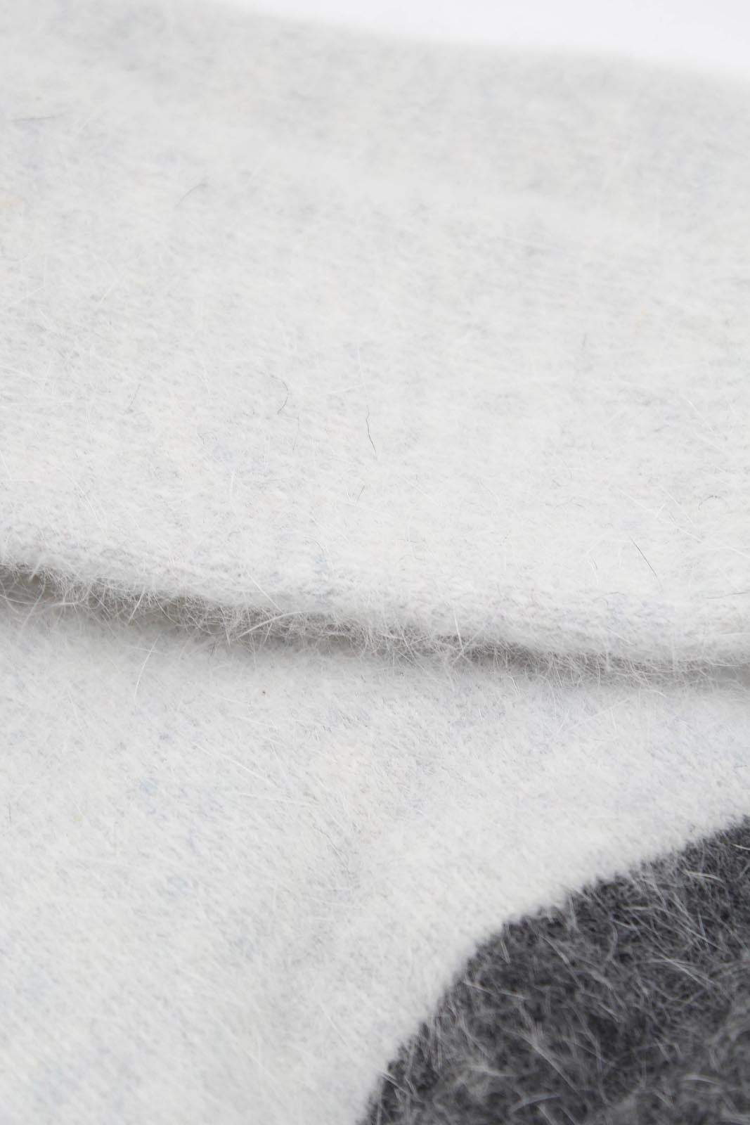 Ivory and charcoal furry color block angora socks_4