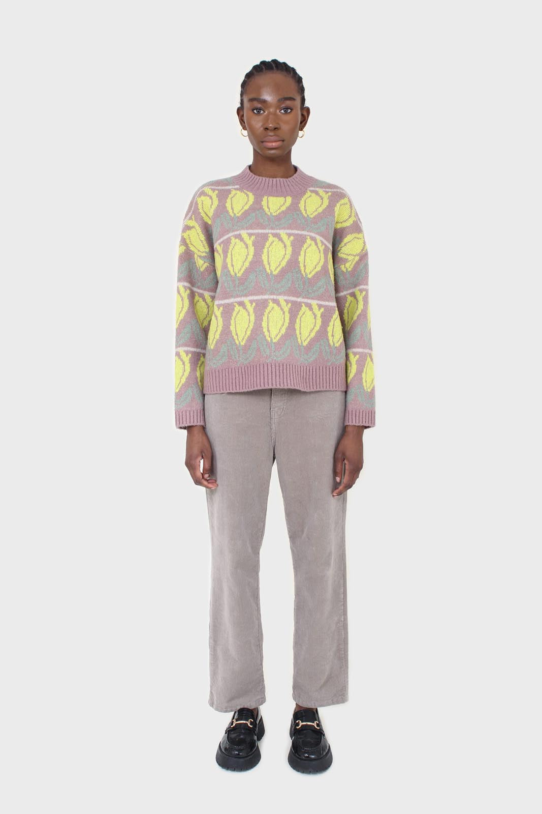 Lilac and yellow intarsia tulip crew neck jumper_3