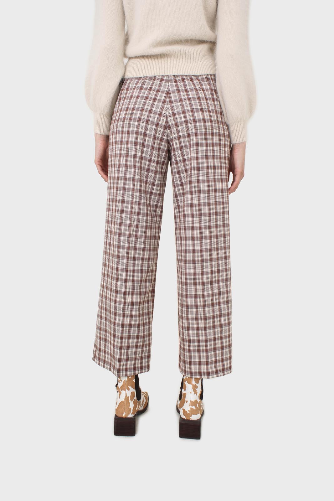 Brown plaid wide leg trousers_7