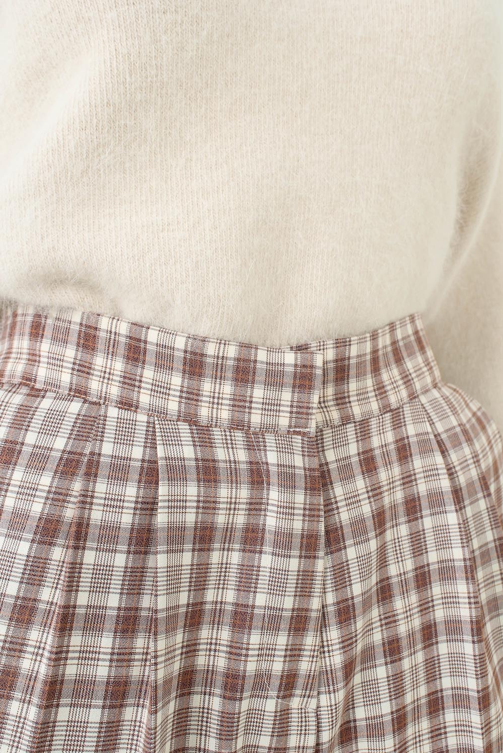 Brown plaid wide leg trousers_8