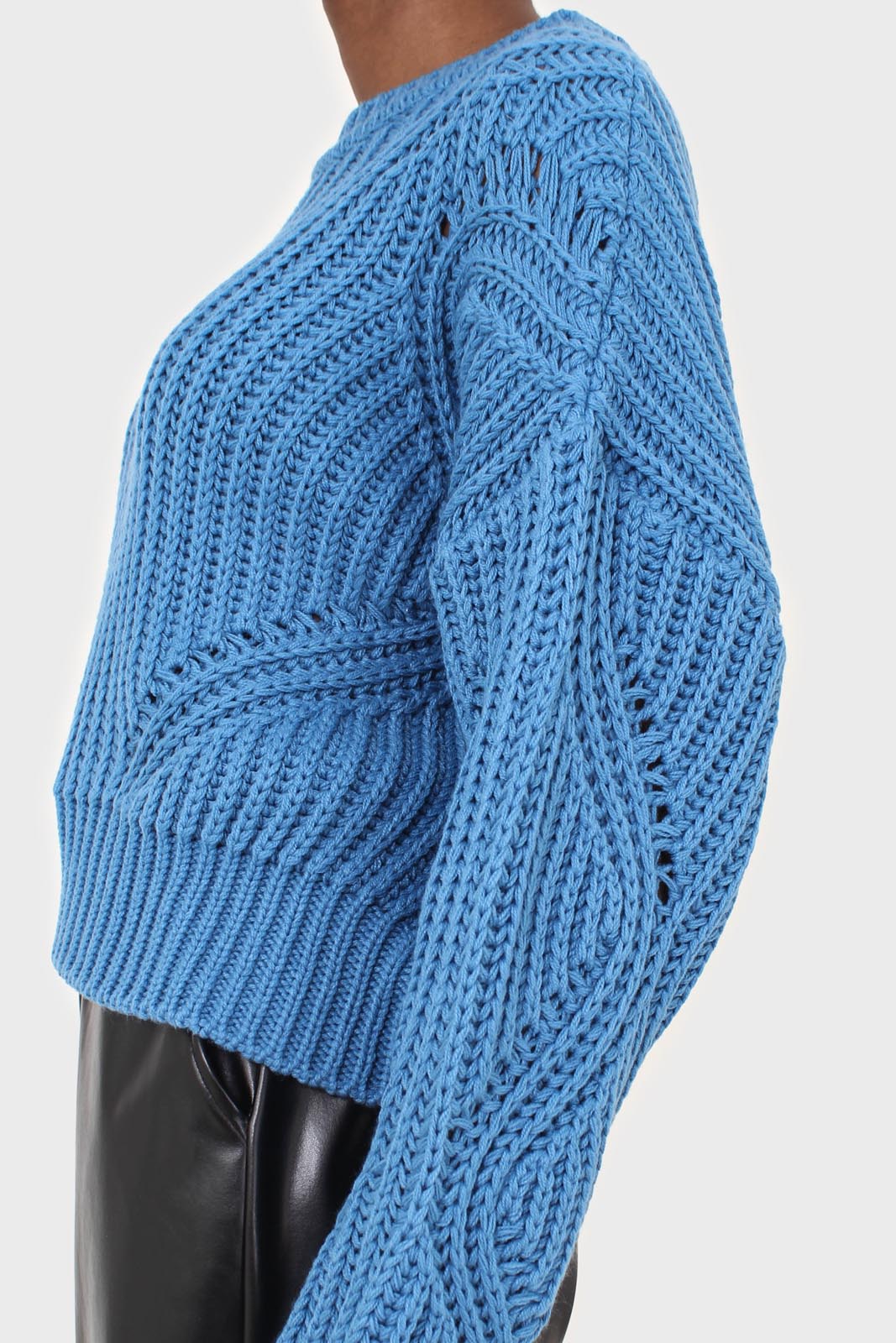 Bright blue diagonal weave loose fit jumper_2