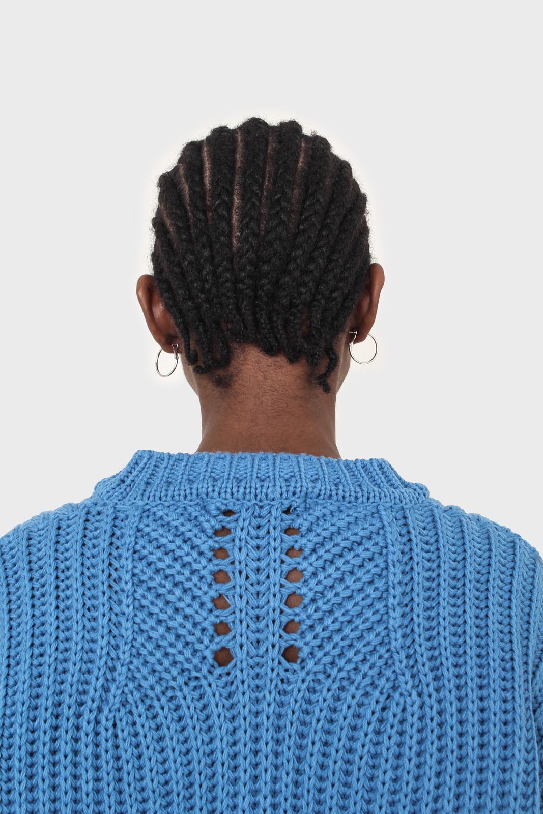 Bright blue diagonal weave loose fit jumper_10