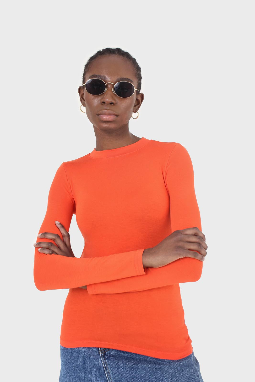 Bright orange soft jersey long sleeve top_7