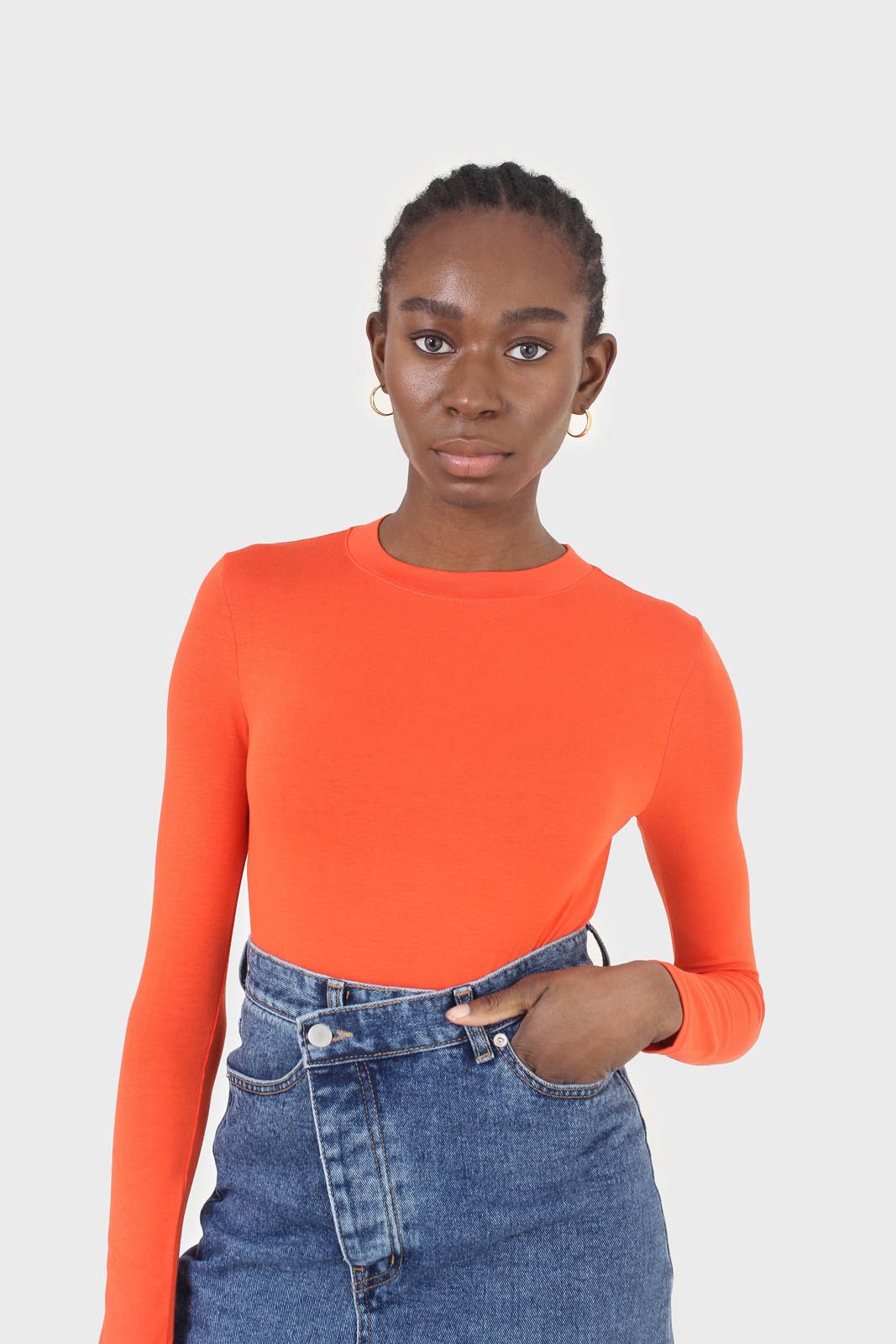Bright orange soft jersey long sleeve top_6
