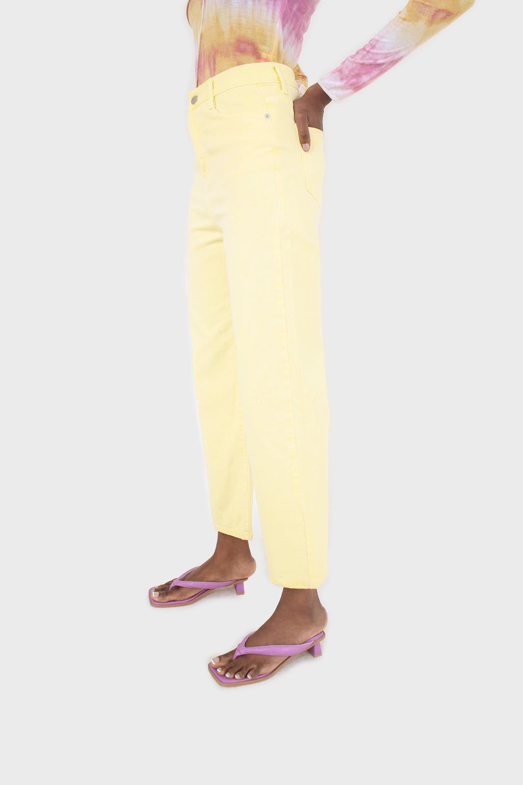 Pale yellow loose fit jeans - 215_6