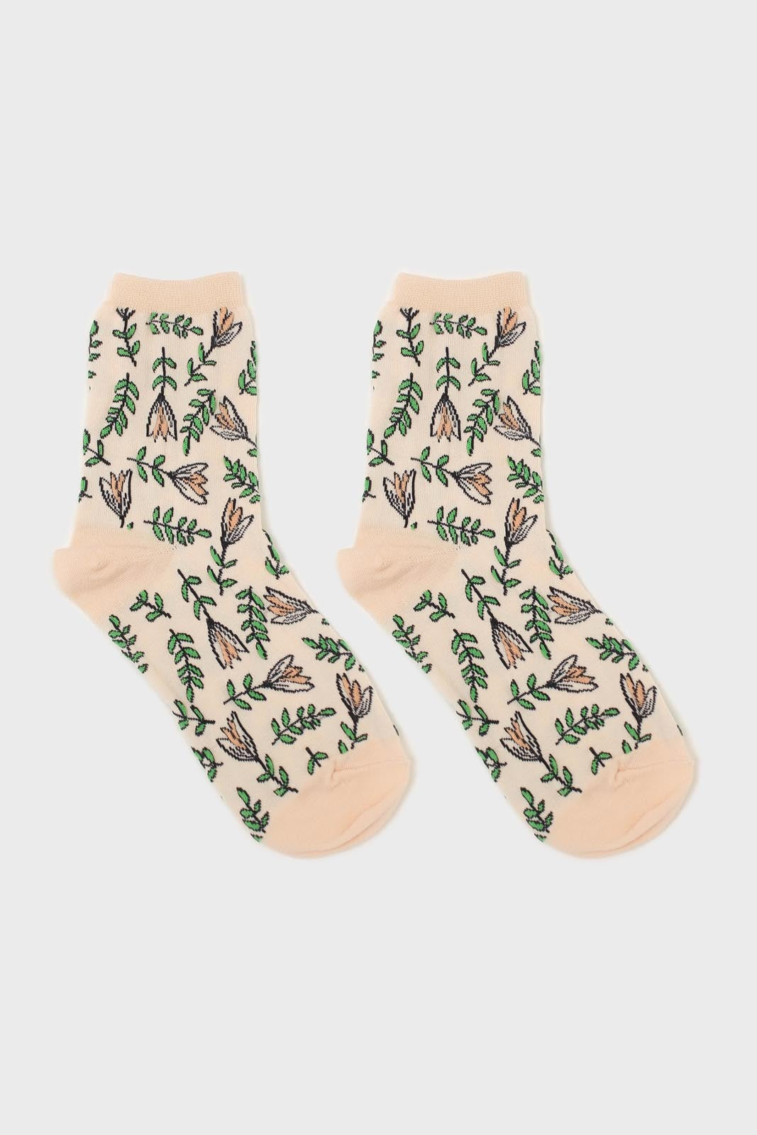 Light beige botanical socks_4