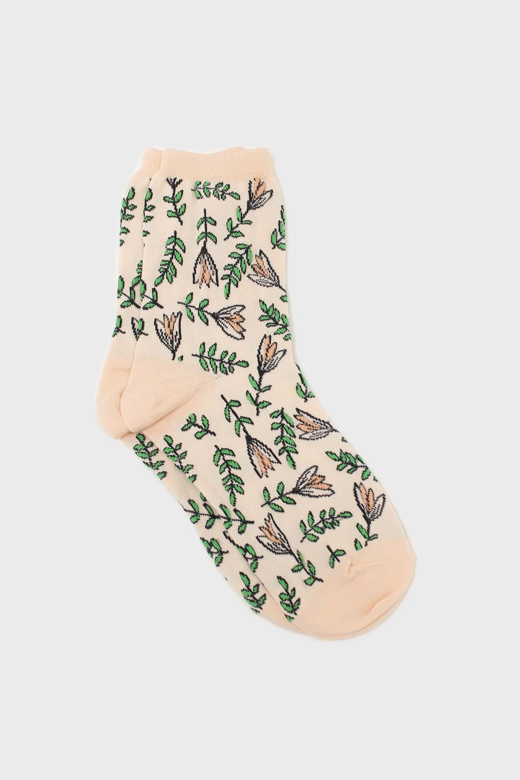 Light beige botanical socks_1