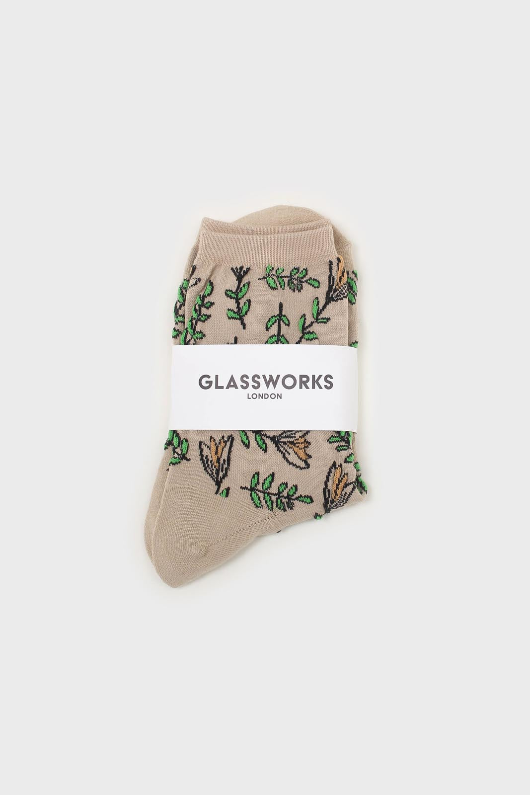 Dark beige botanical socks_3