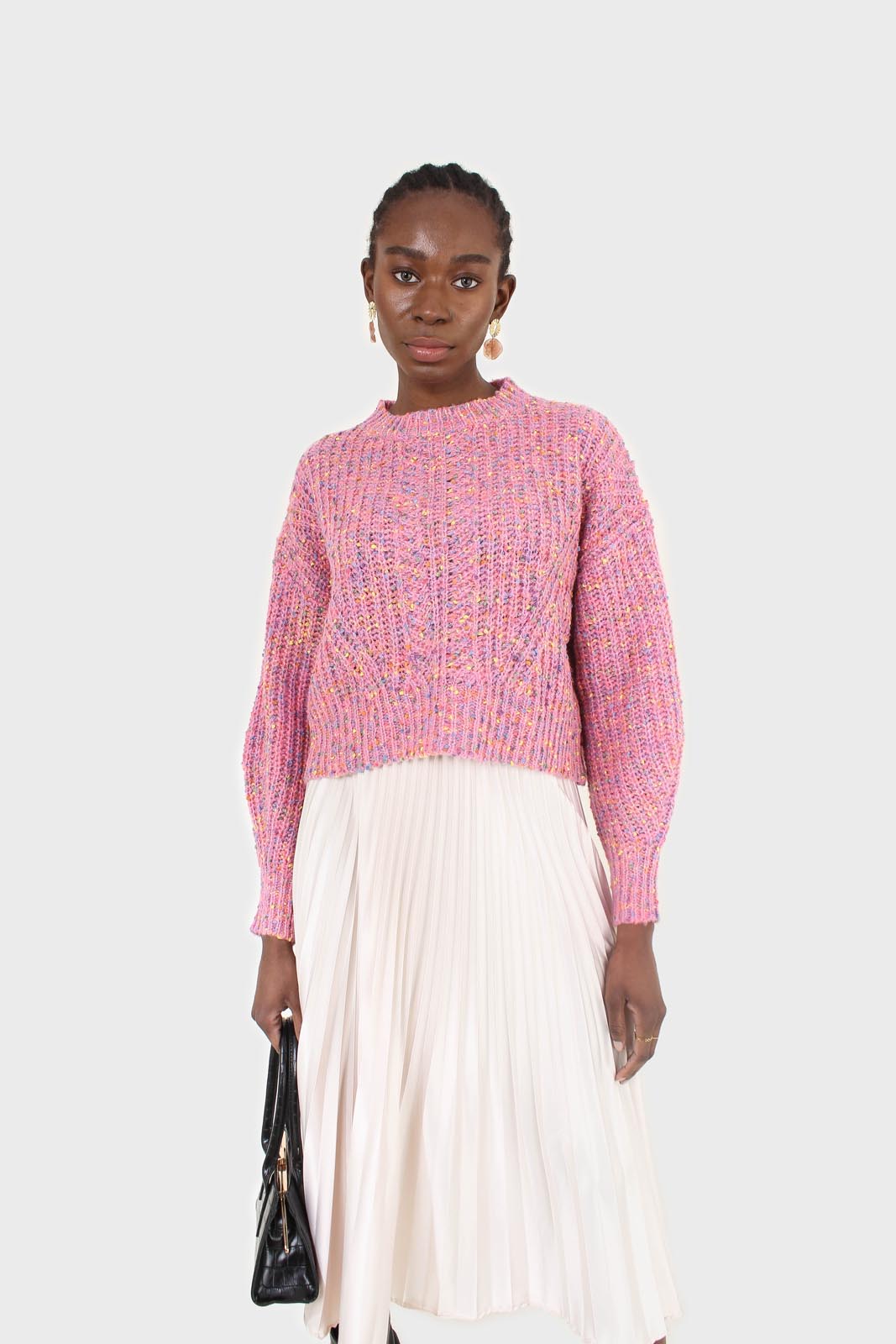 Pink rainbow fleck cropped jumper_6