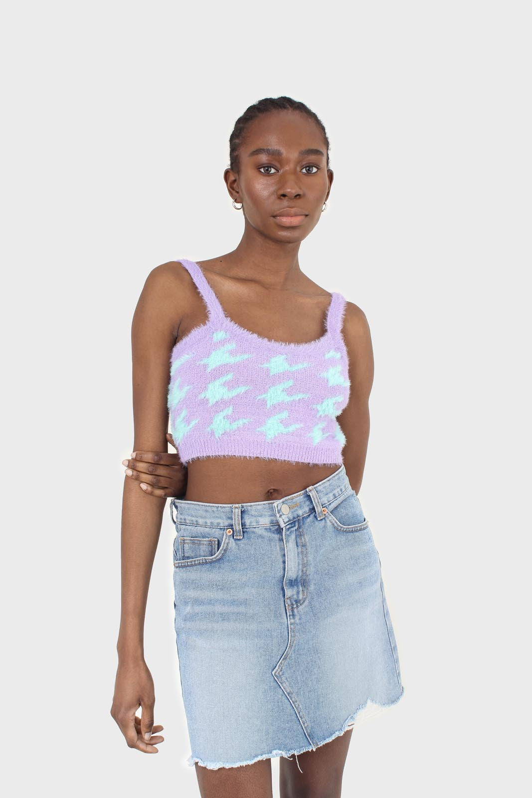 Violet and mint houndstooth fuzzy bralette_8