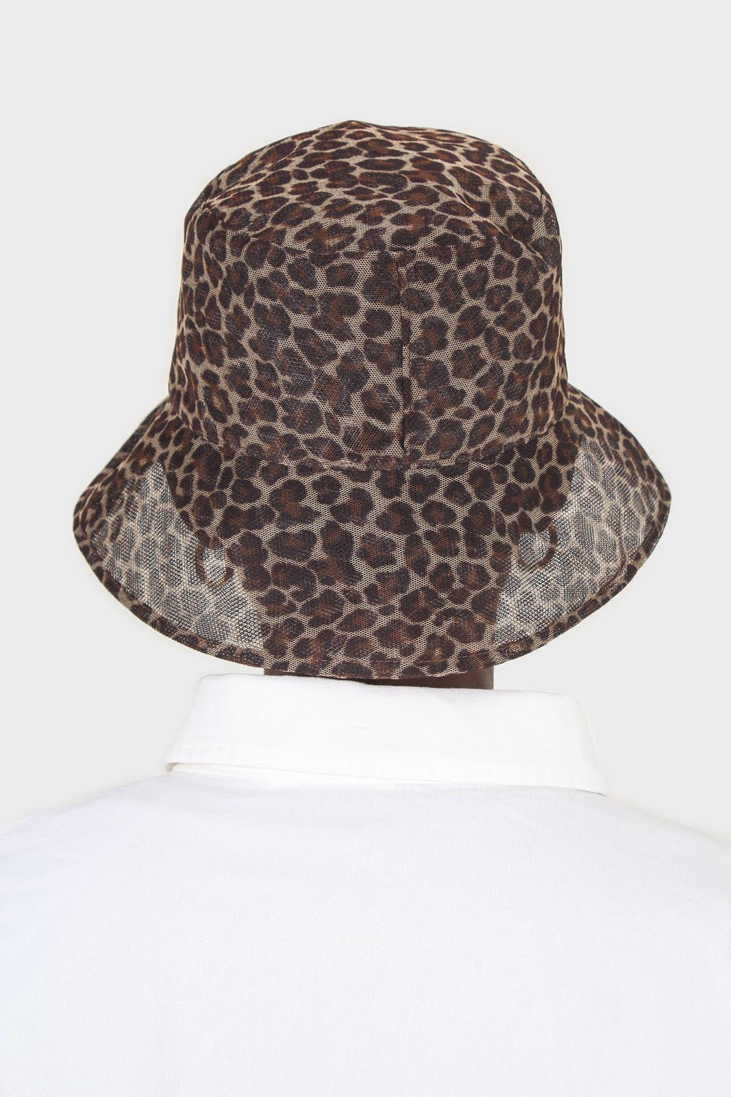 Brown mesh leopard print bucket hat_4