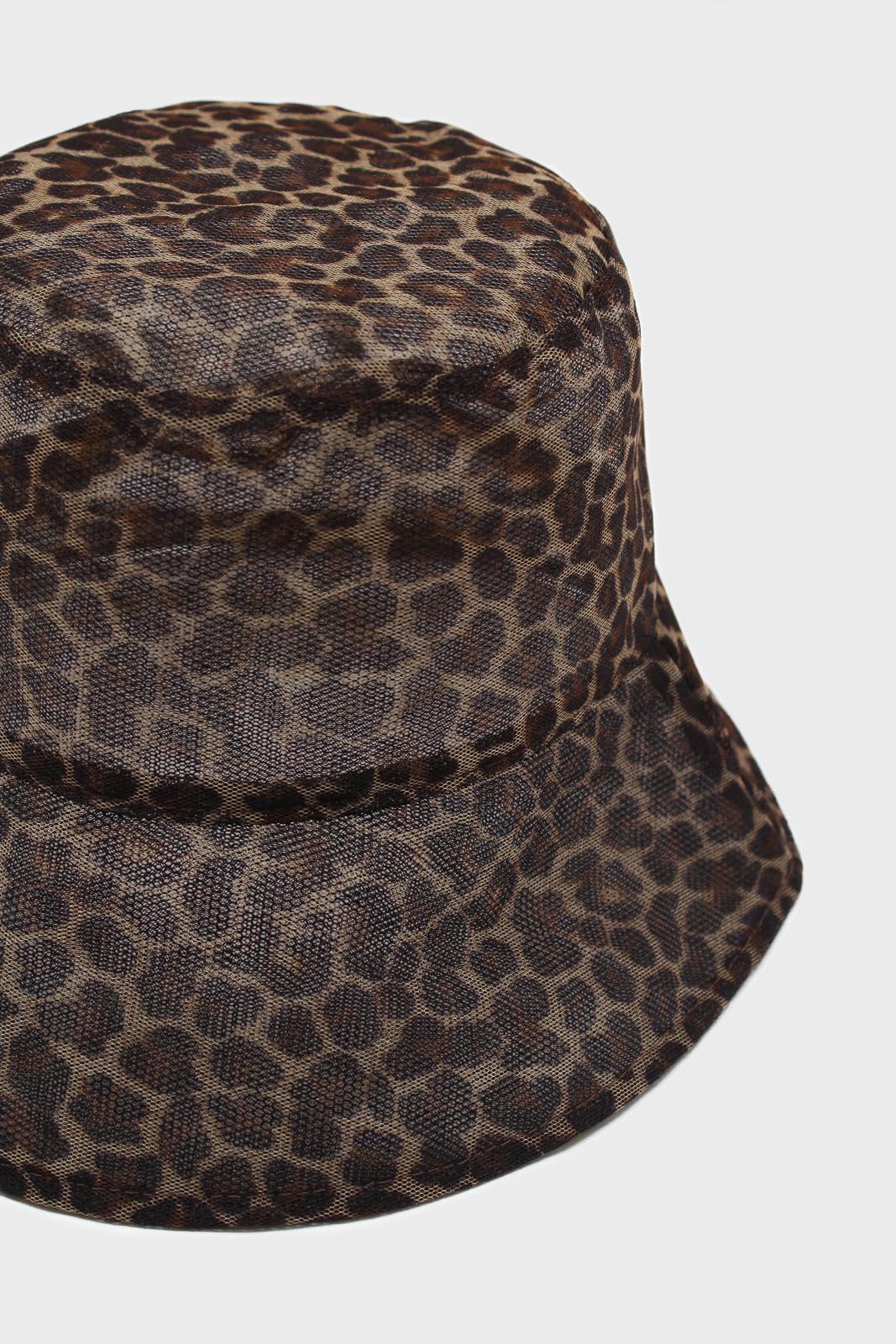 Brown mesh leopard print bucket hat_5