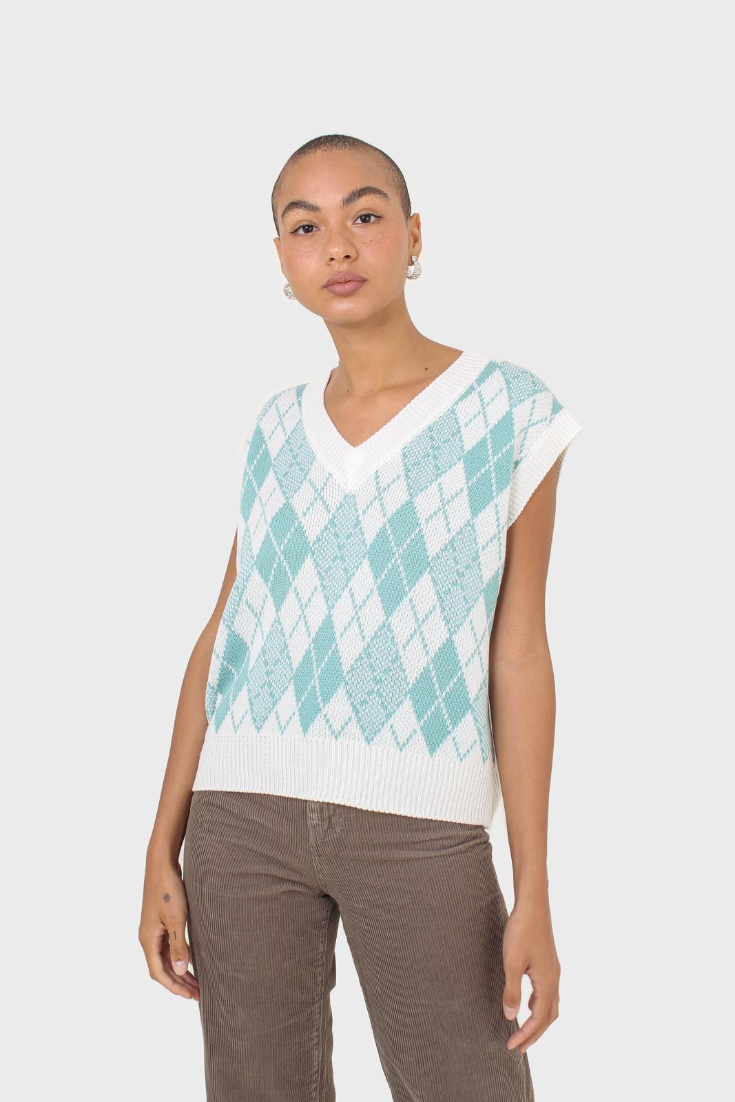 Ivory and blue argyle knit vest_1