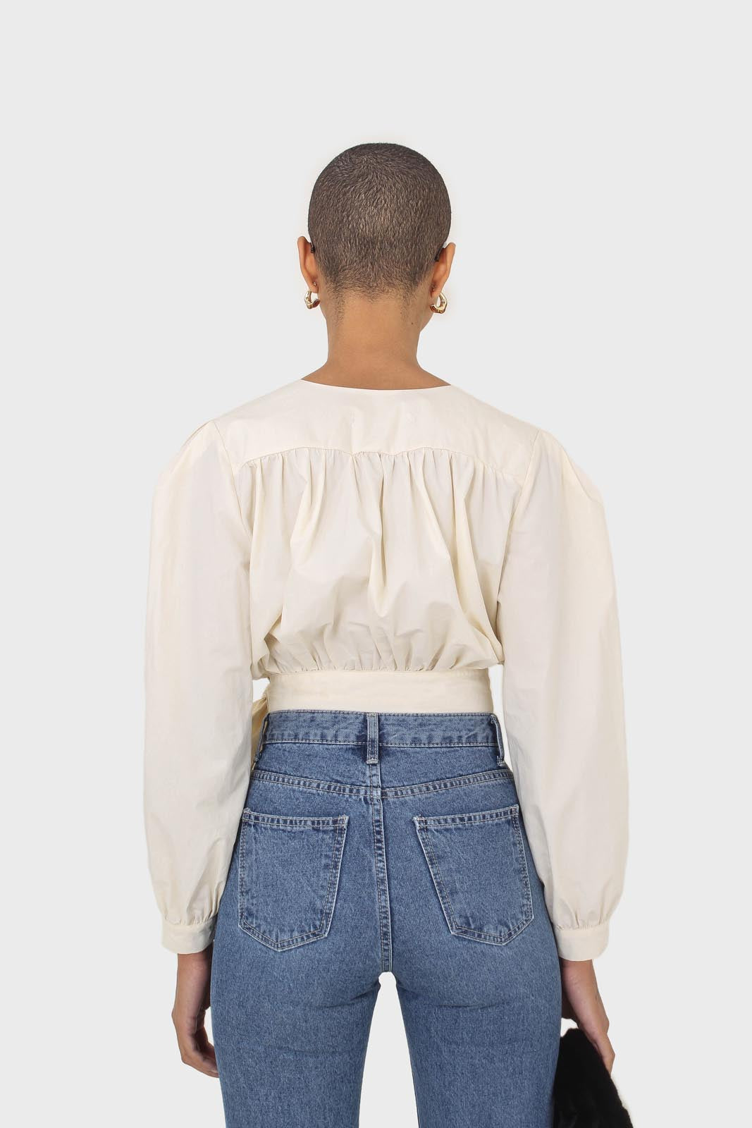 Ivory tie waist cropped blouse_3