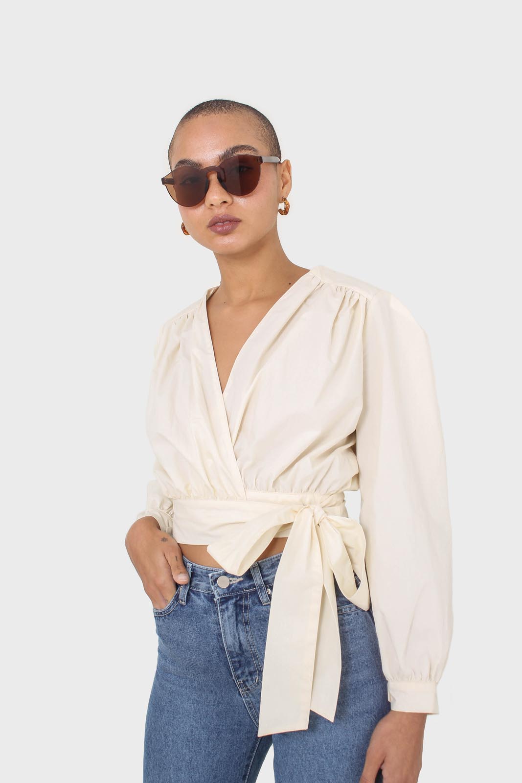 Ivory tie waist cropped blouse_8