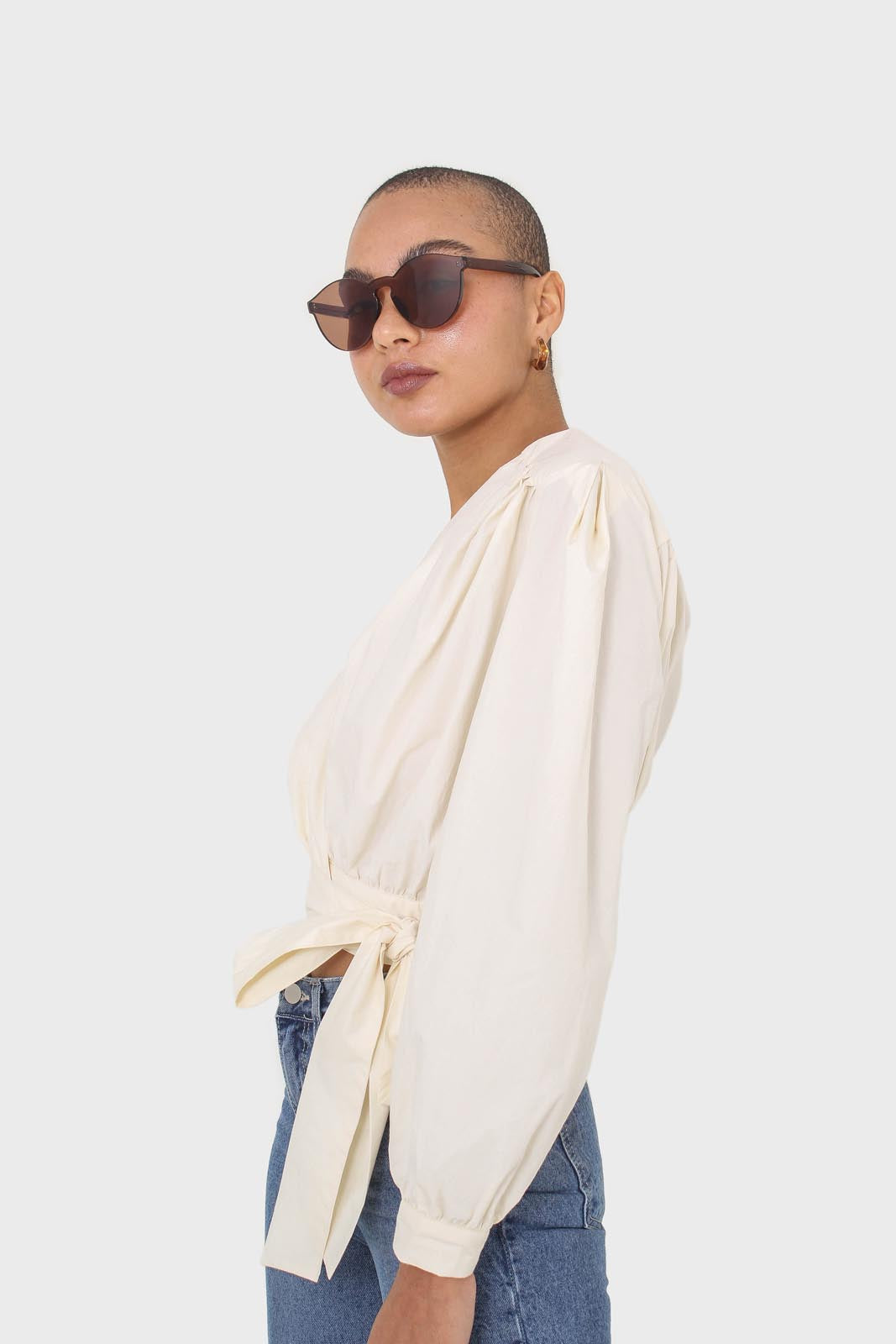 Ivory tie waist cropped blouse_9