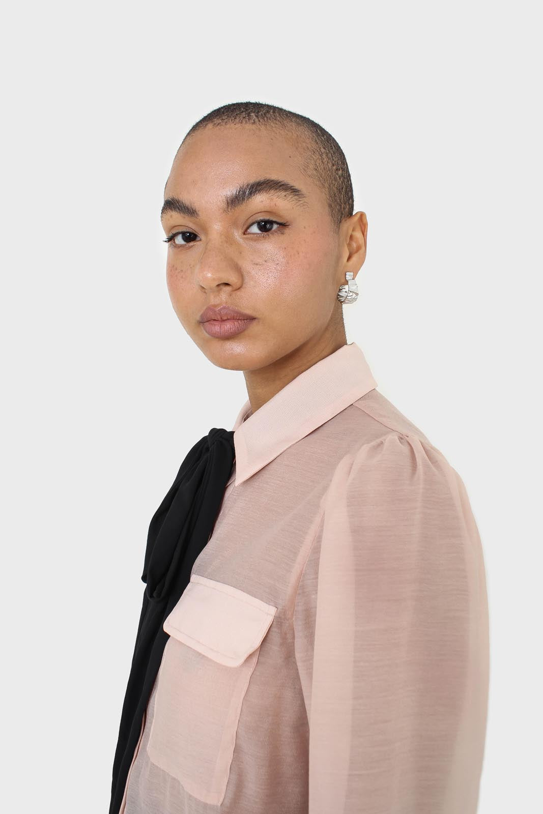 Pink and black pussy bow semi sheer blouse_4