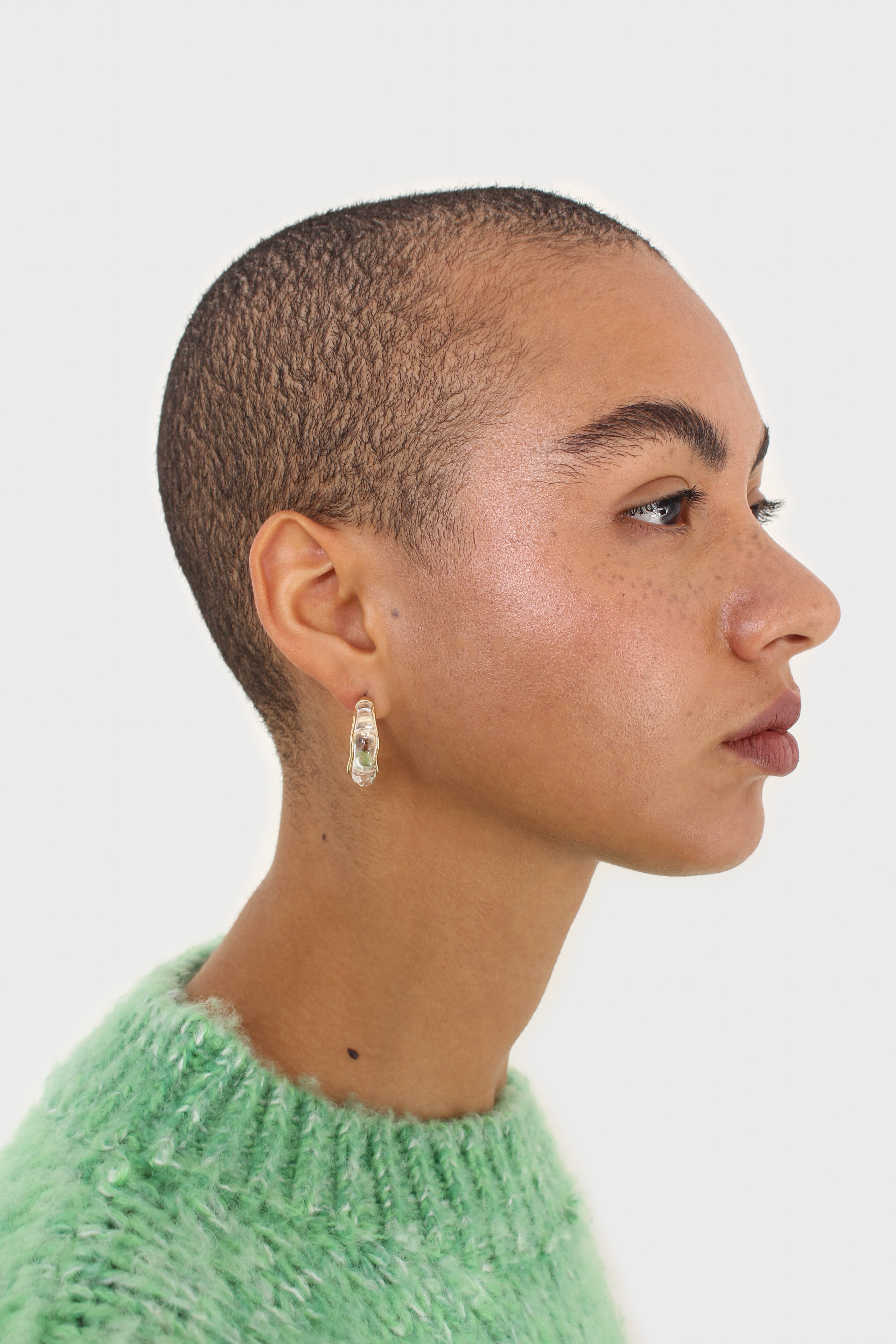 Gold and clear stud hoop earrings_3