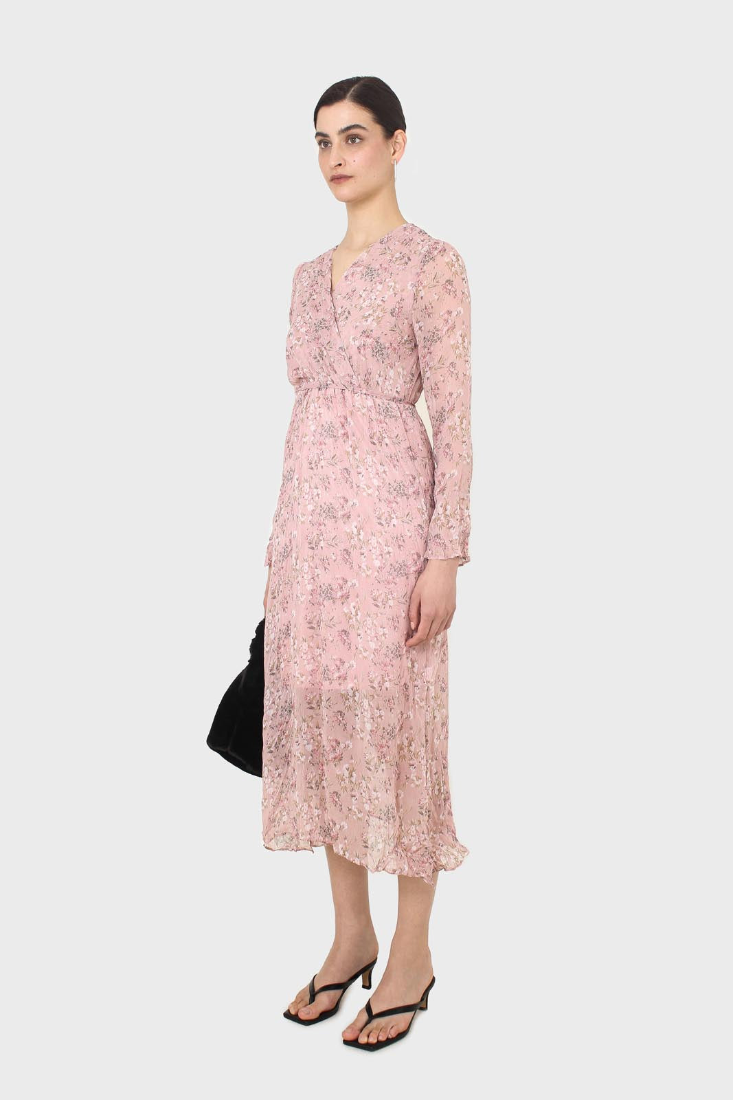 Dusty pink creased effect midi dress_4