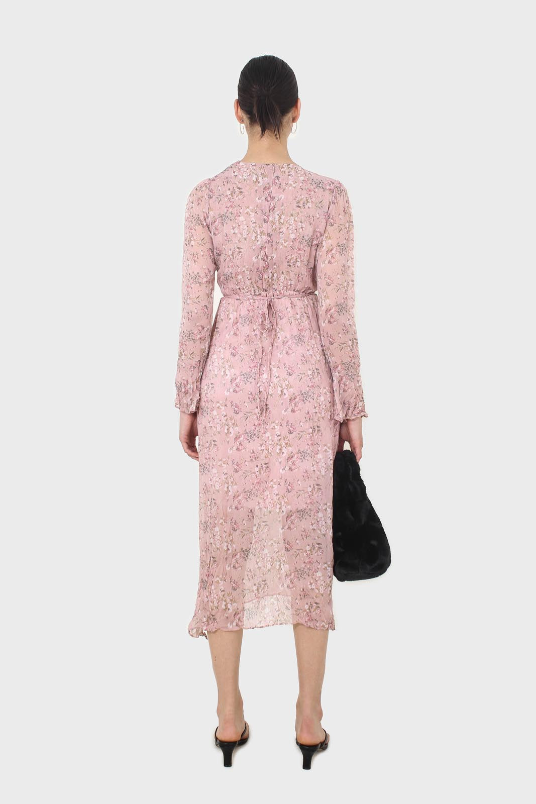 Dusty pink creased effect midi dress_5