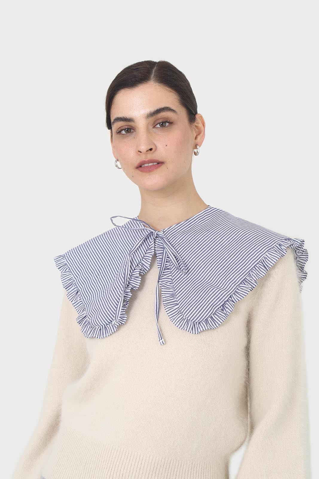 Navy and white striped detachable collar_3