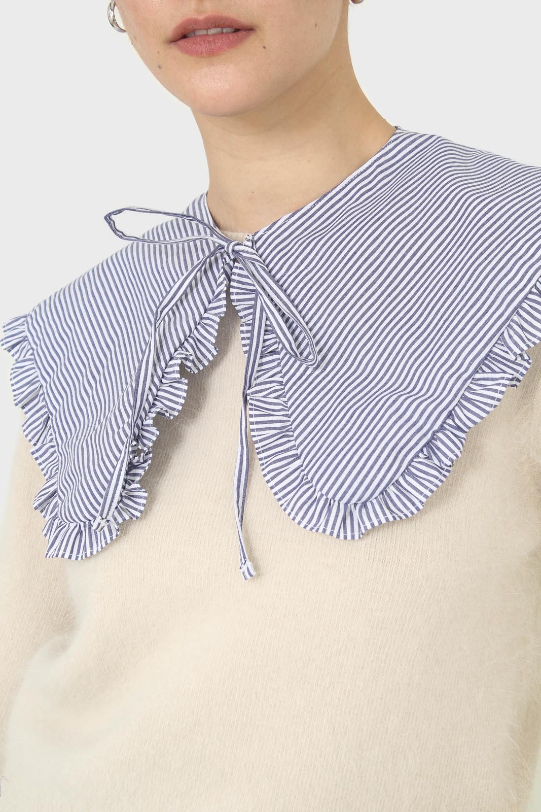Navy and white striped detachable collar_2