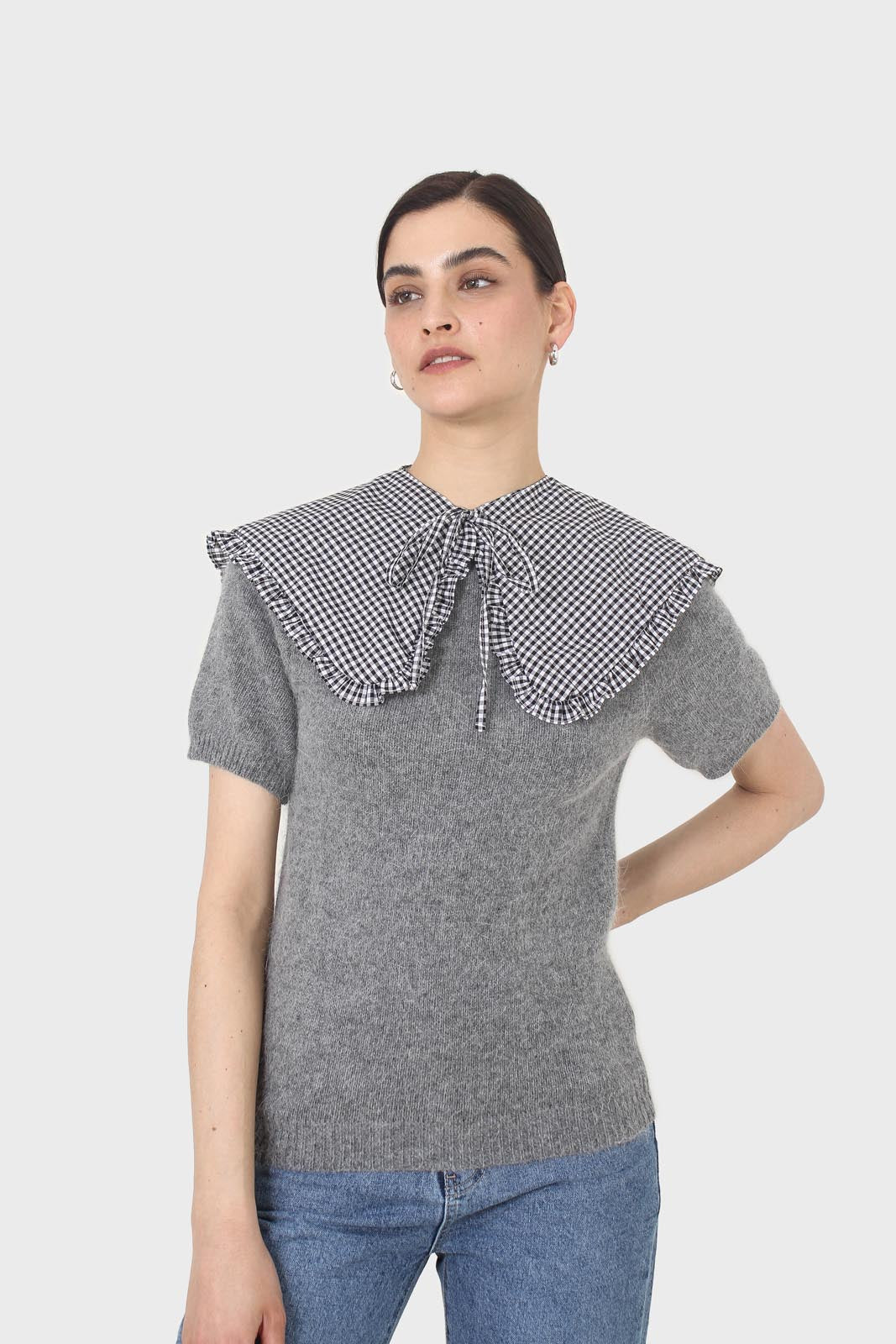 Black and white gingham detachable collar_3