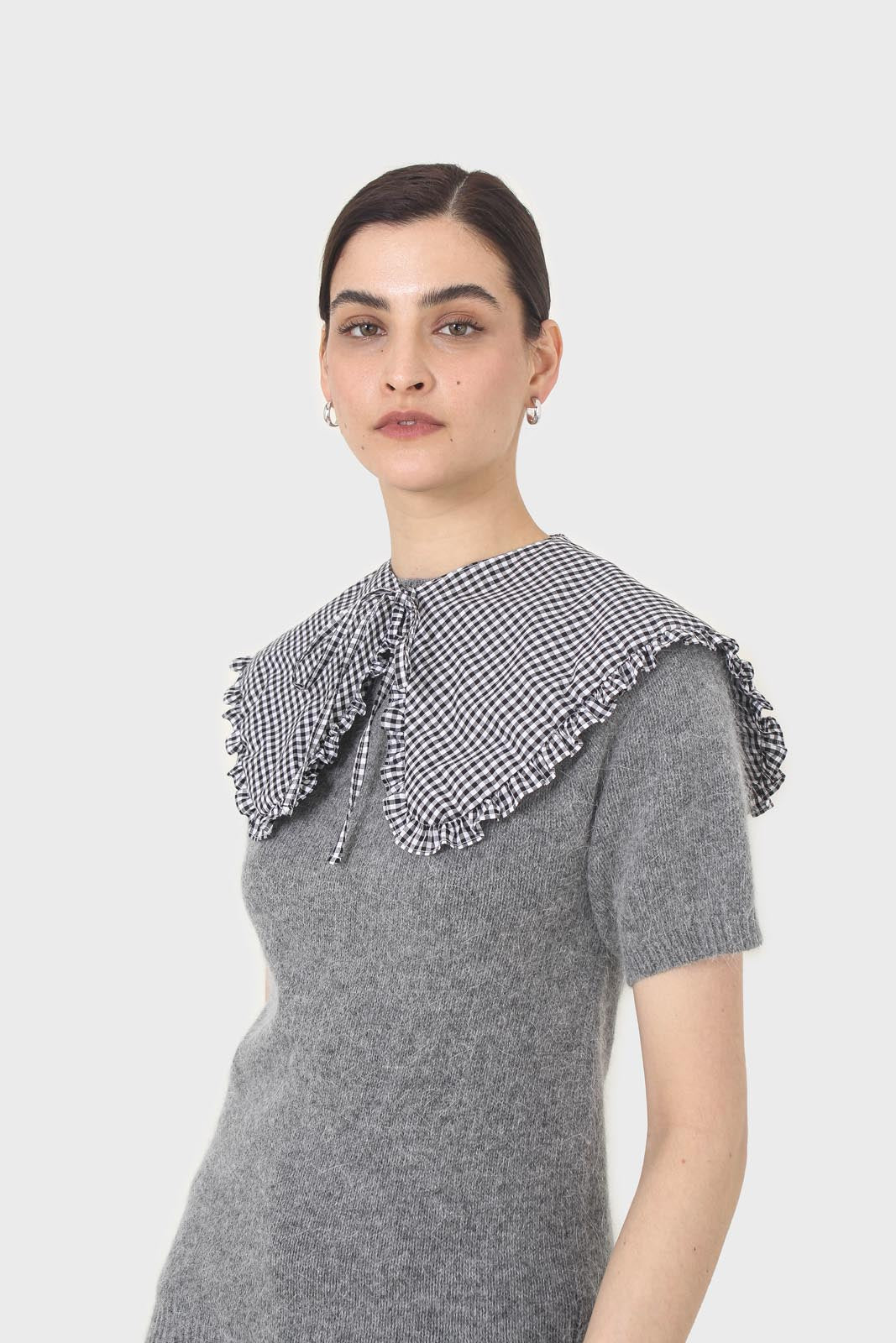 Black and white gingham detachable collar_5