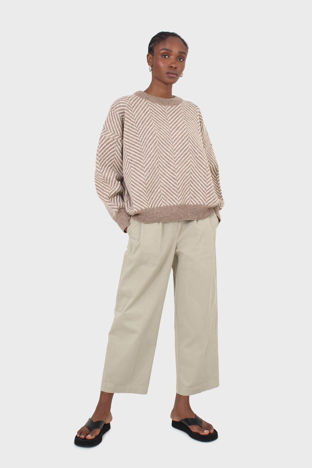 Brown and ivory herringbone jumper_2